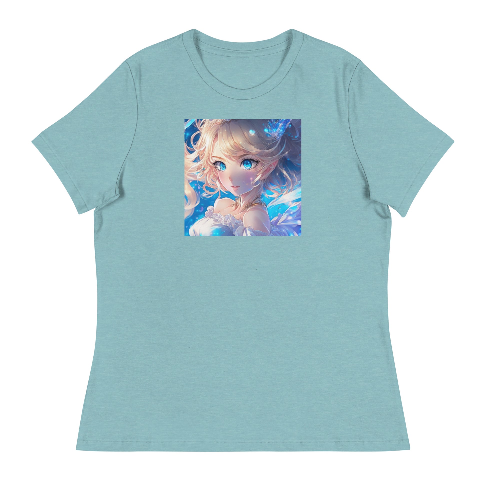 Cute Anime Princess Women's Graphic Tee Heather Blue Lagoon