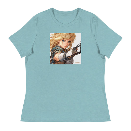 Fierce Shieldmaiden Women's Anime T-Shirt Heather Blue Lagoon