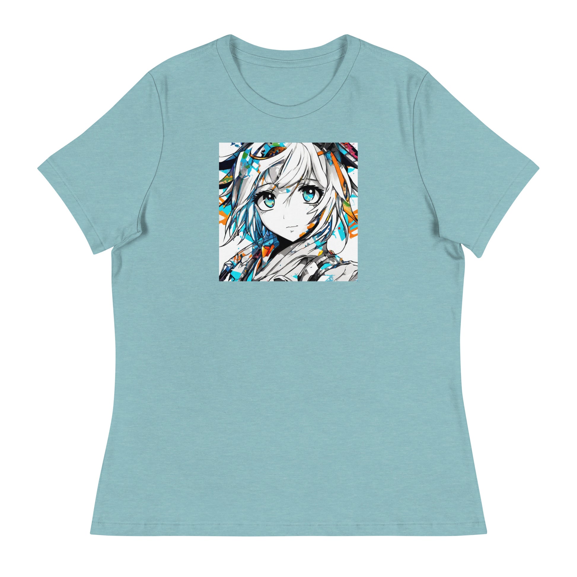 Women's Anime Addict T-Shirt Heather Blue Lagoon