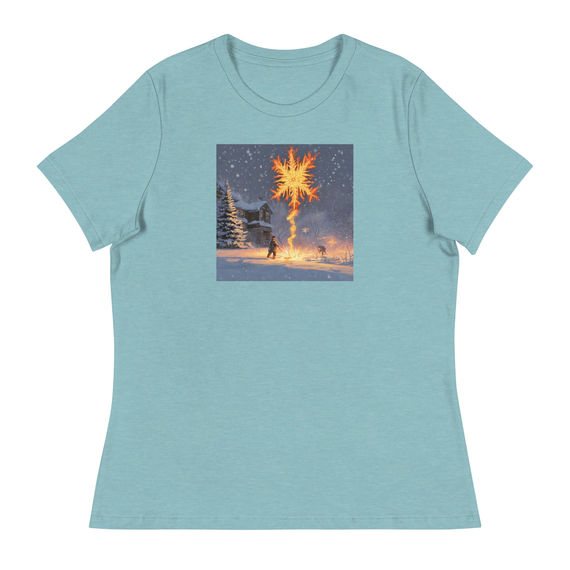 Fire from Ice Snowflake Women's Anime T-Shirt Heather Blue Lagoon