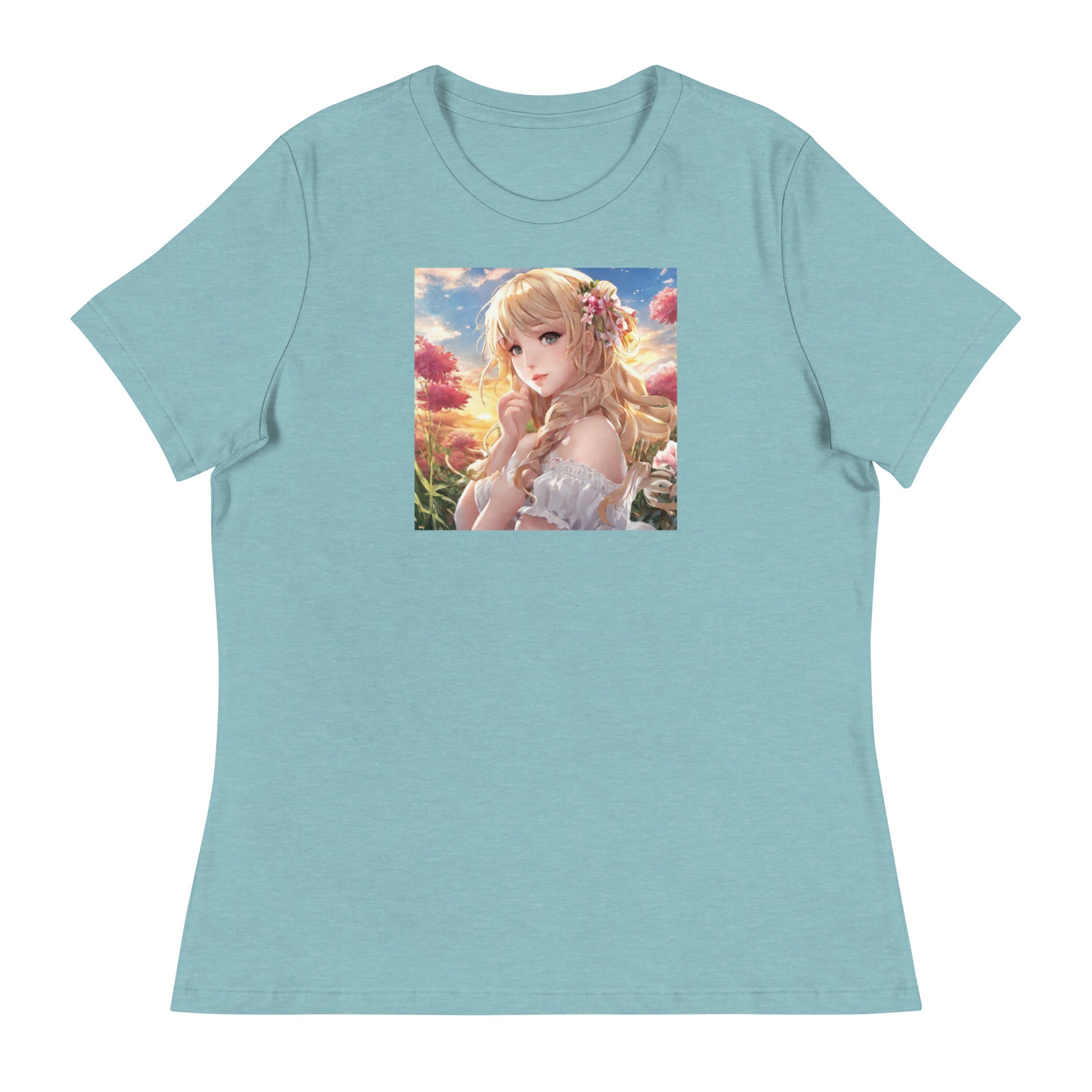 Timeless Beauty Women's Anime T-Shirt Heather Blue Lagoon