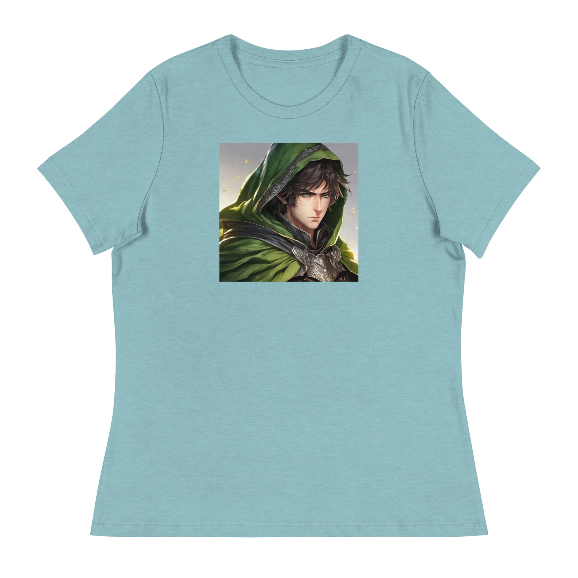 Elven Protector Women's Anime T-Shirt Heather Blue Lagoon