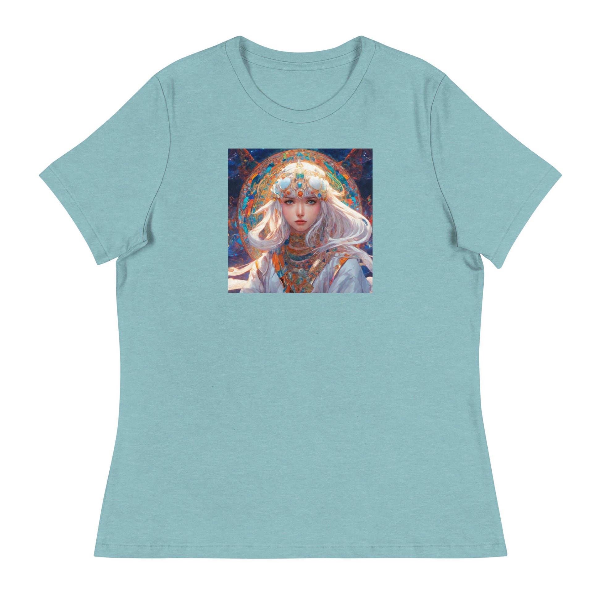 Mystical Mage Women's Anime T-Shirt Heather Blue Lagoon