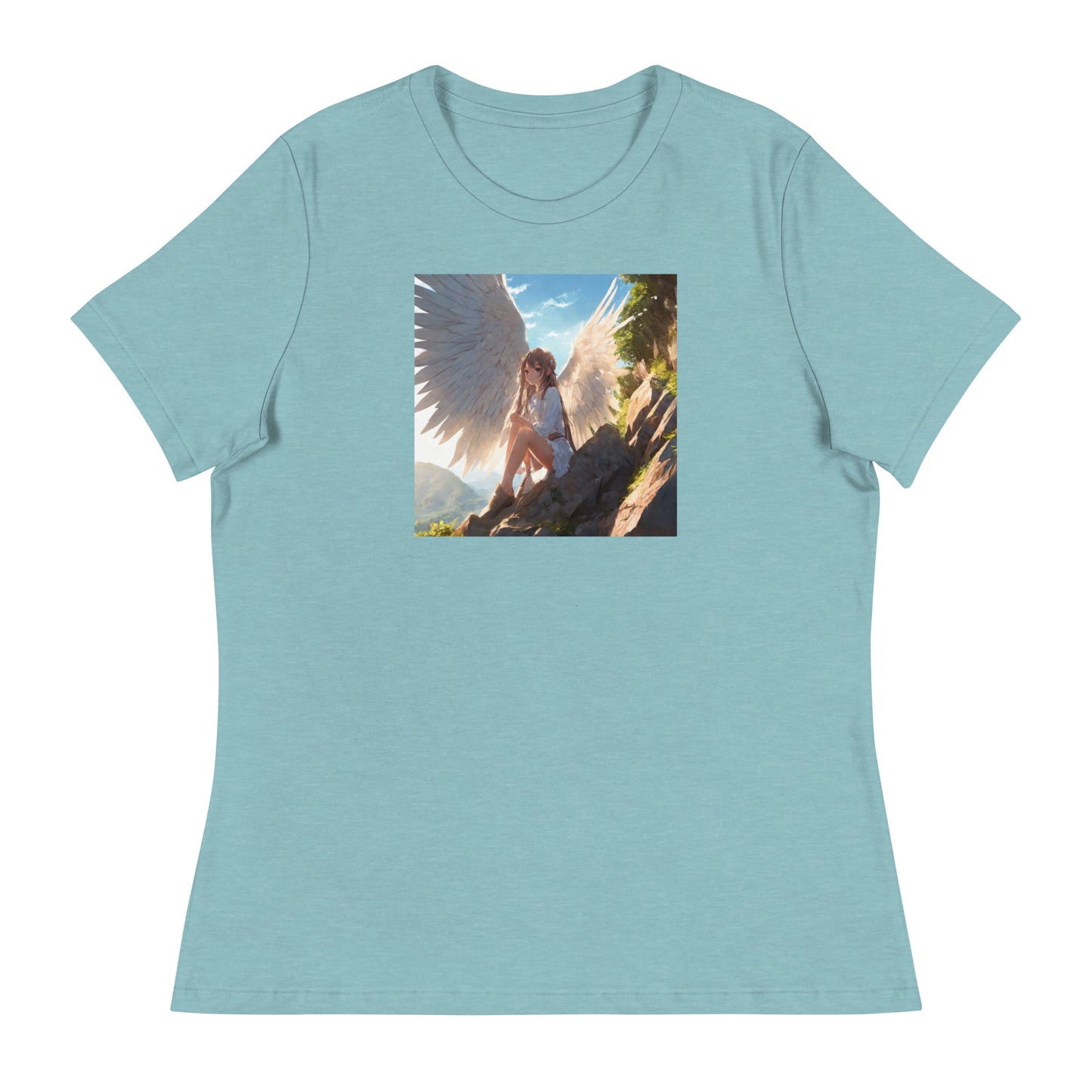 Beautiful Angel Women's Anime T-Shirt Heather Blue Lagoon