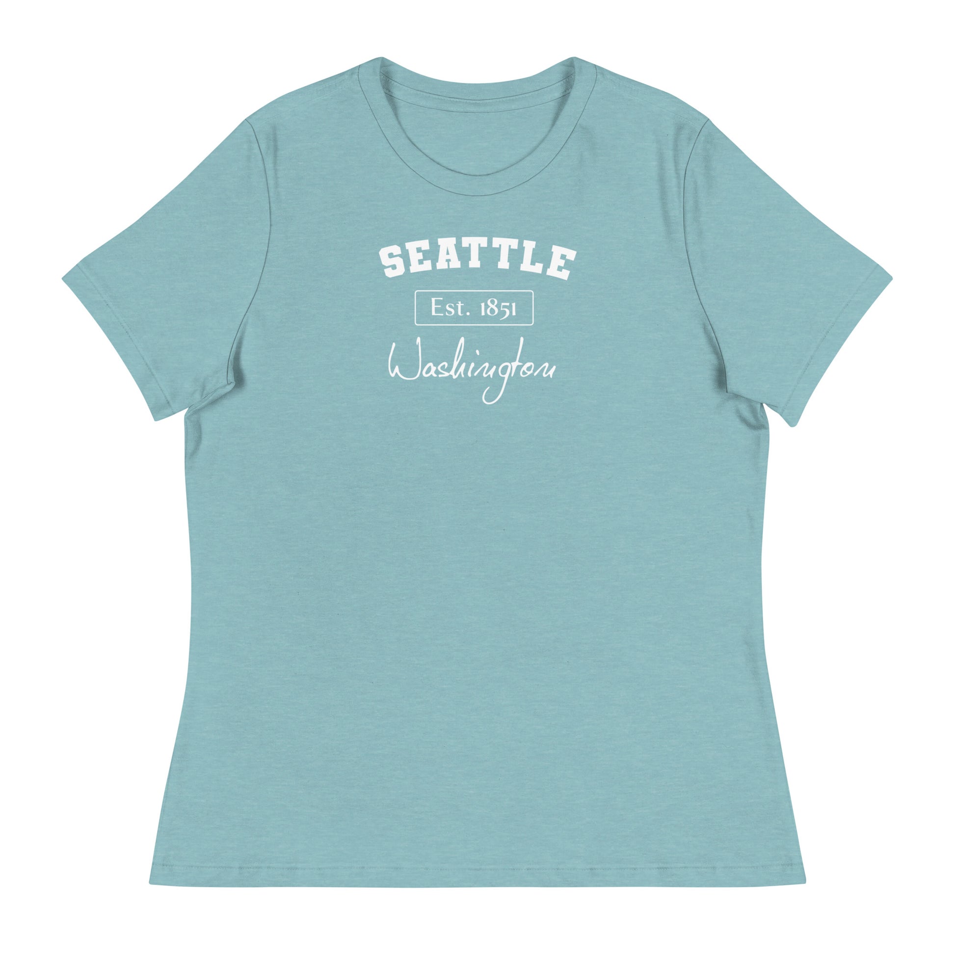 Seattle, Washington Women's T-Shirt Heather Blue Lagoon