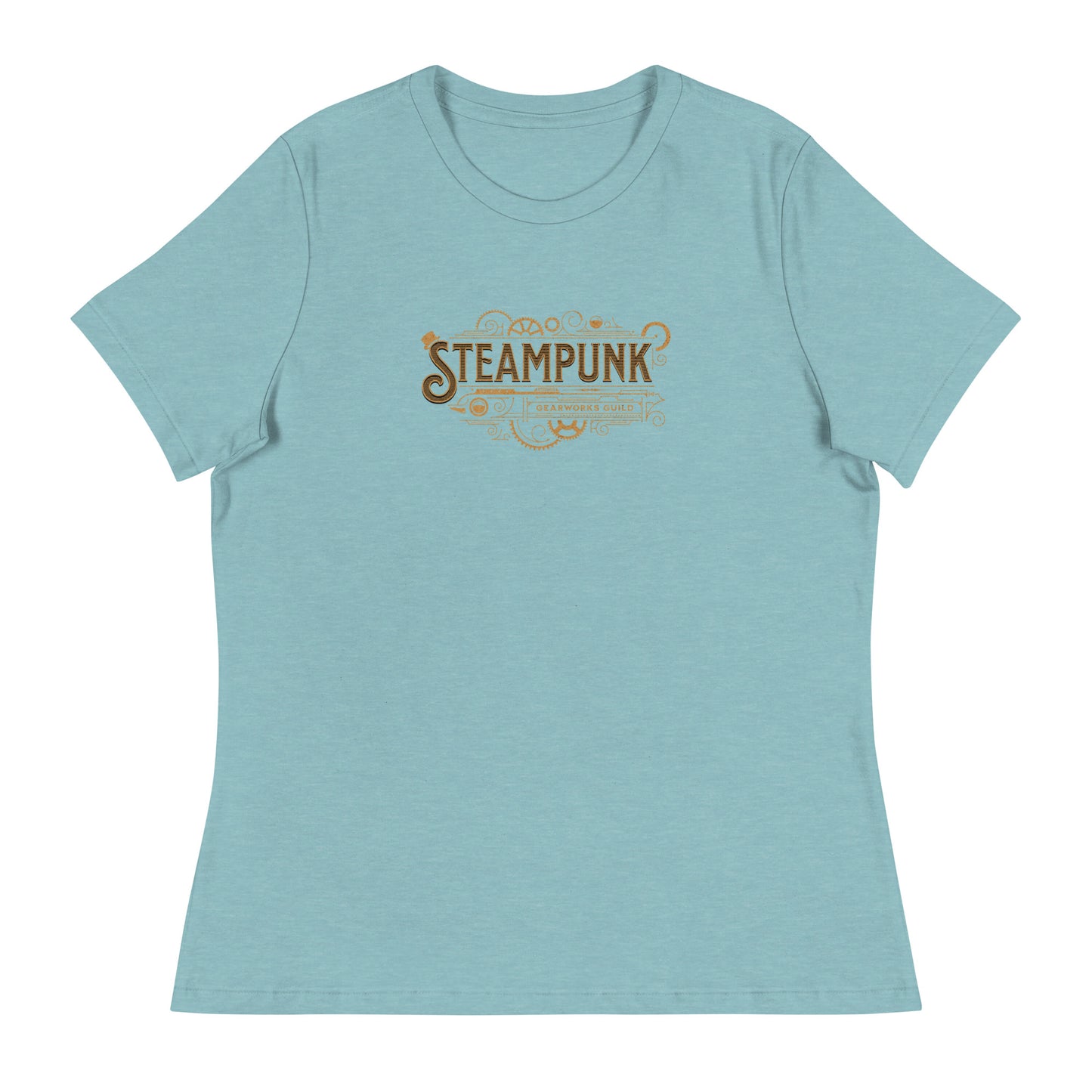 Steampunk Gearworks Guild Women's T-Shirt Heather Blue Lagoon