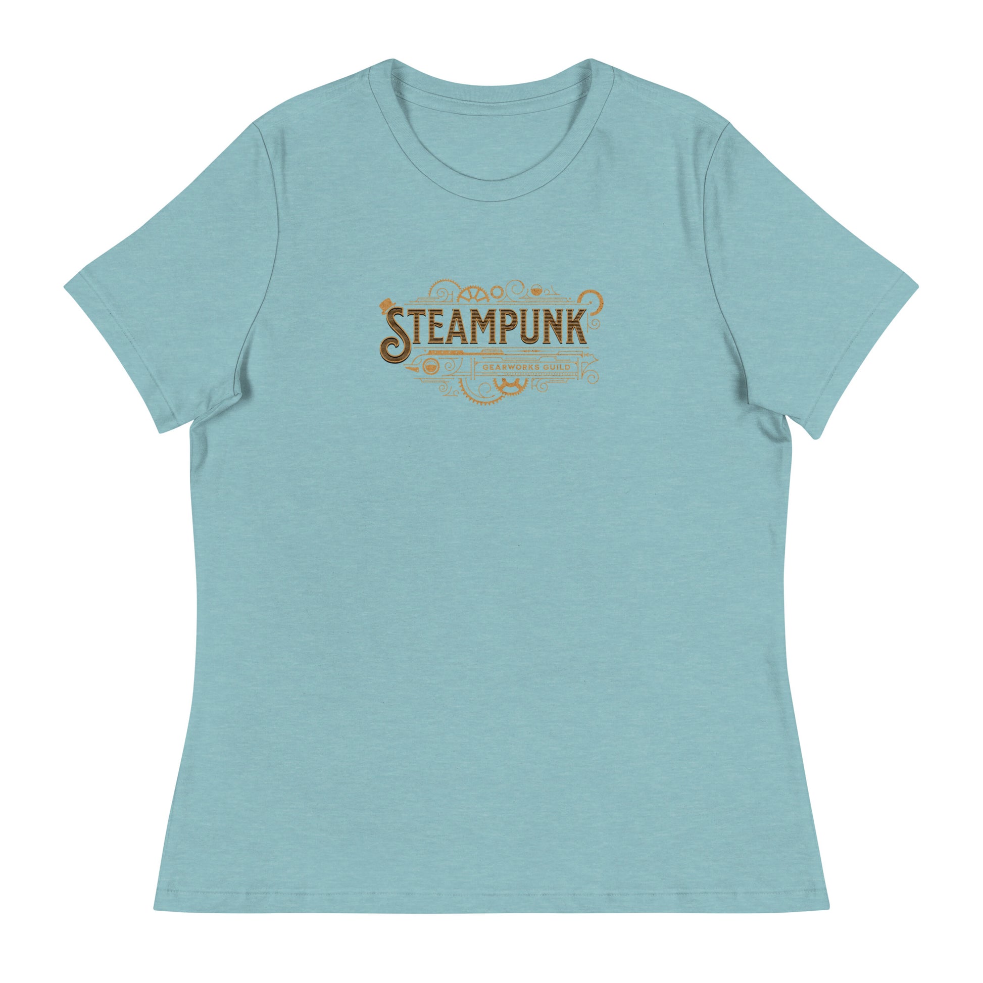 Steampunk Gearworks Guild Women's T-Shirt Heather Blue Lagoon