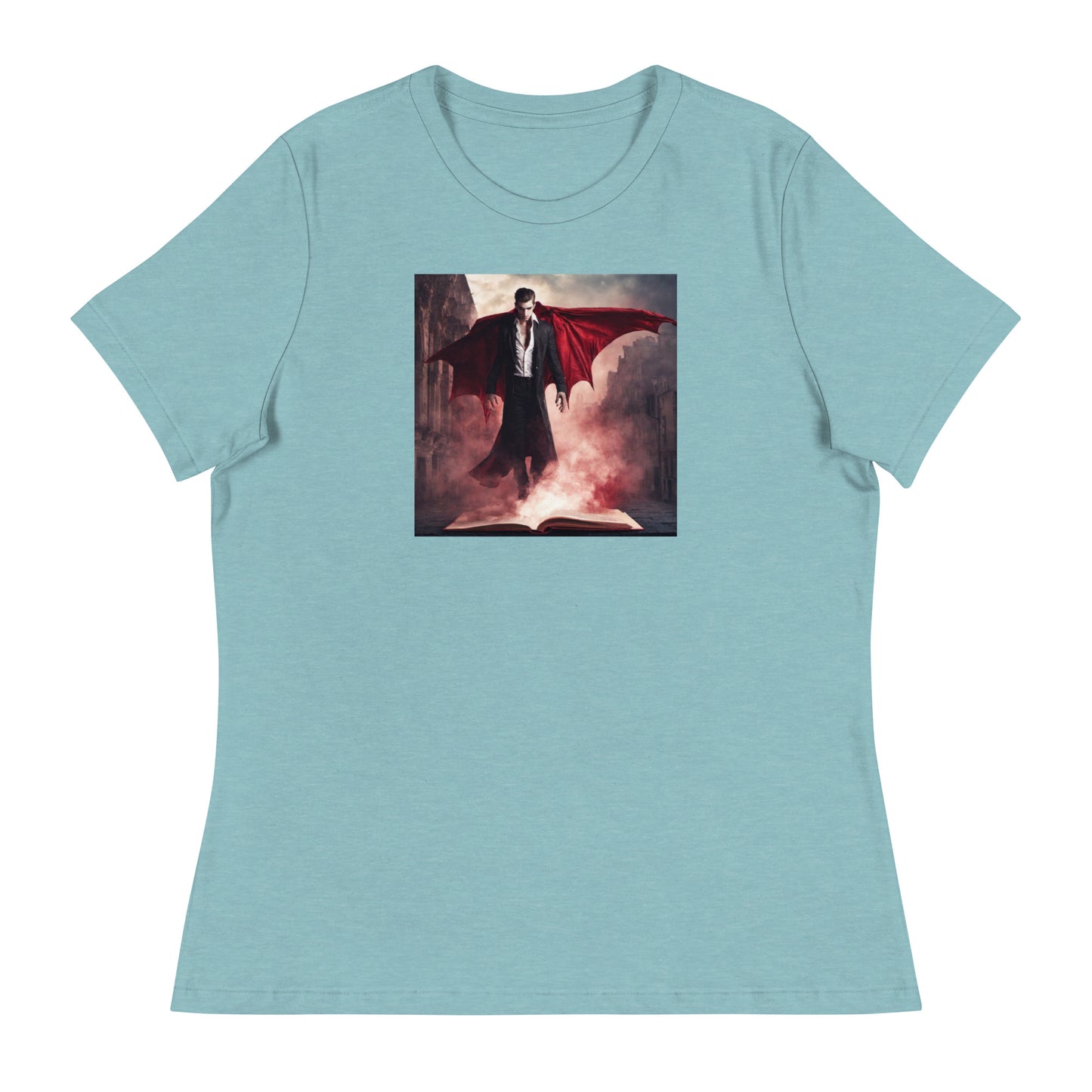 Women's Vampire Book Lover T-Shirt Heather Blue Lagoon