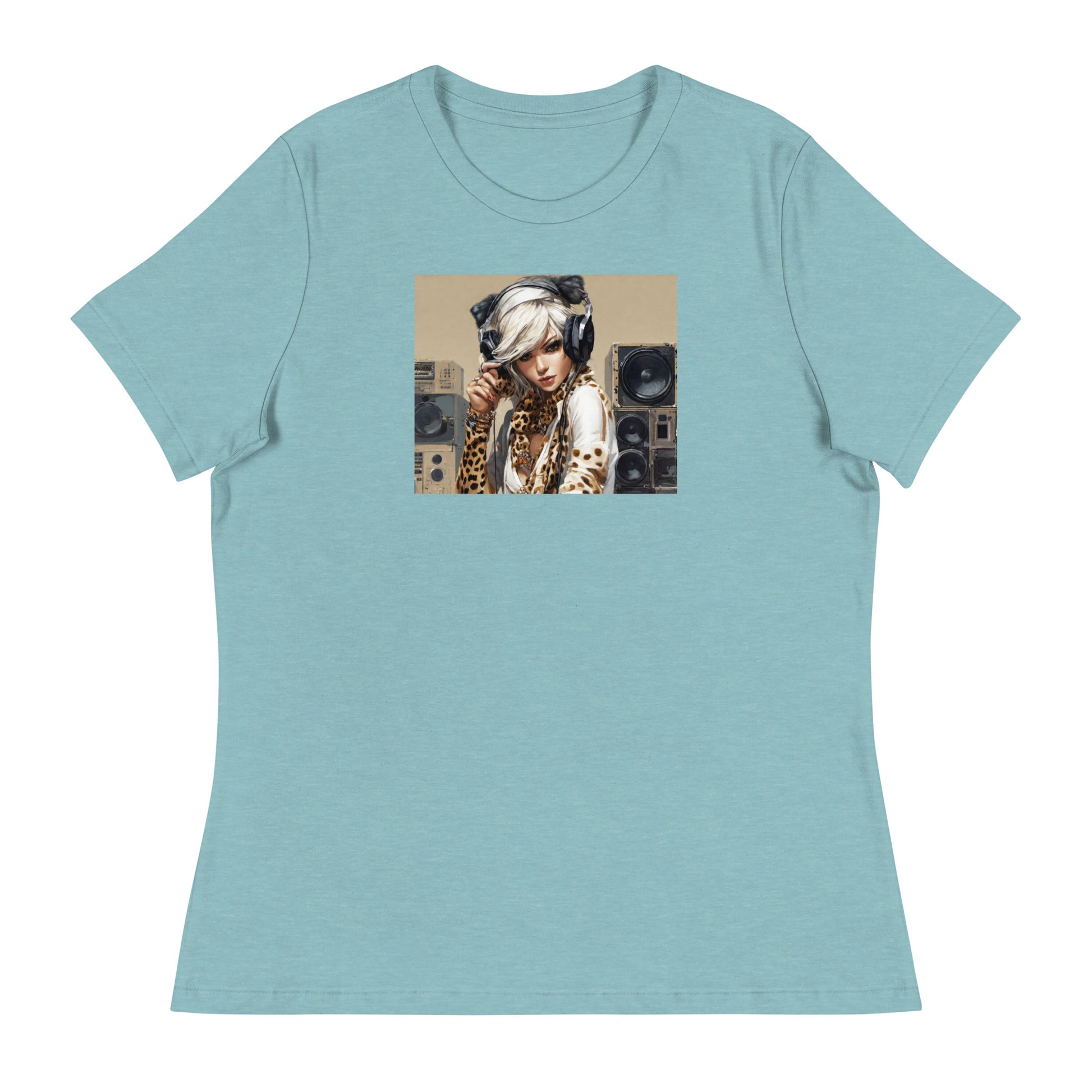 Women's DJing T-Shirt Heather Blue Lagoon