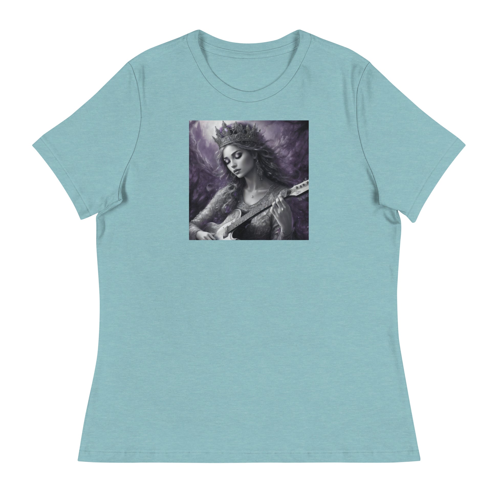 Princess Woman Playing the Guitar T-Shirt Heather Blue Lagoon