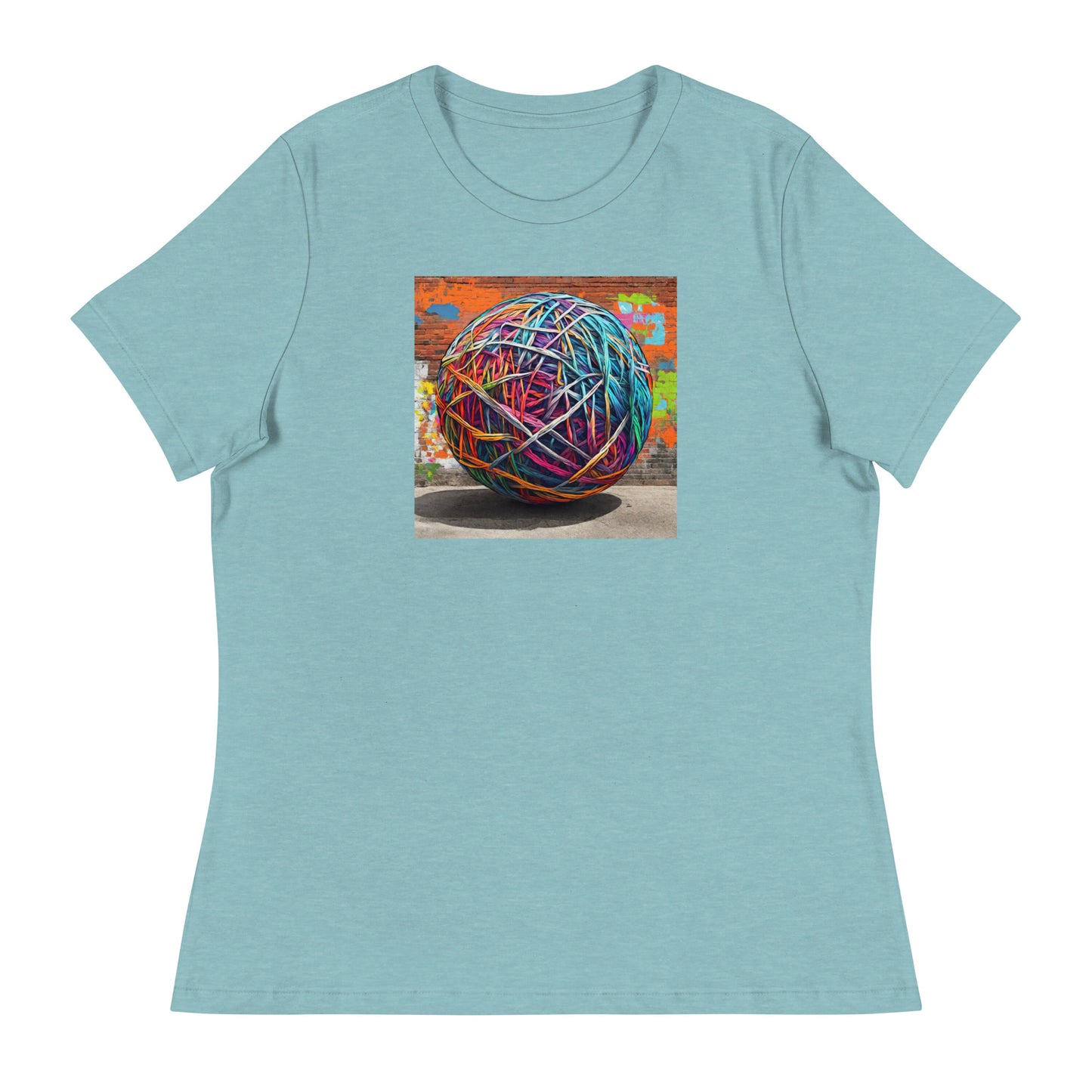 Ball of Yarn Women's Crochet and Knitting Lover T-Shirt Heather Blue Lagoon