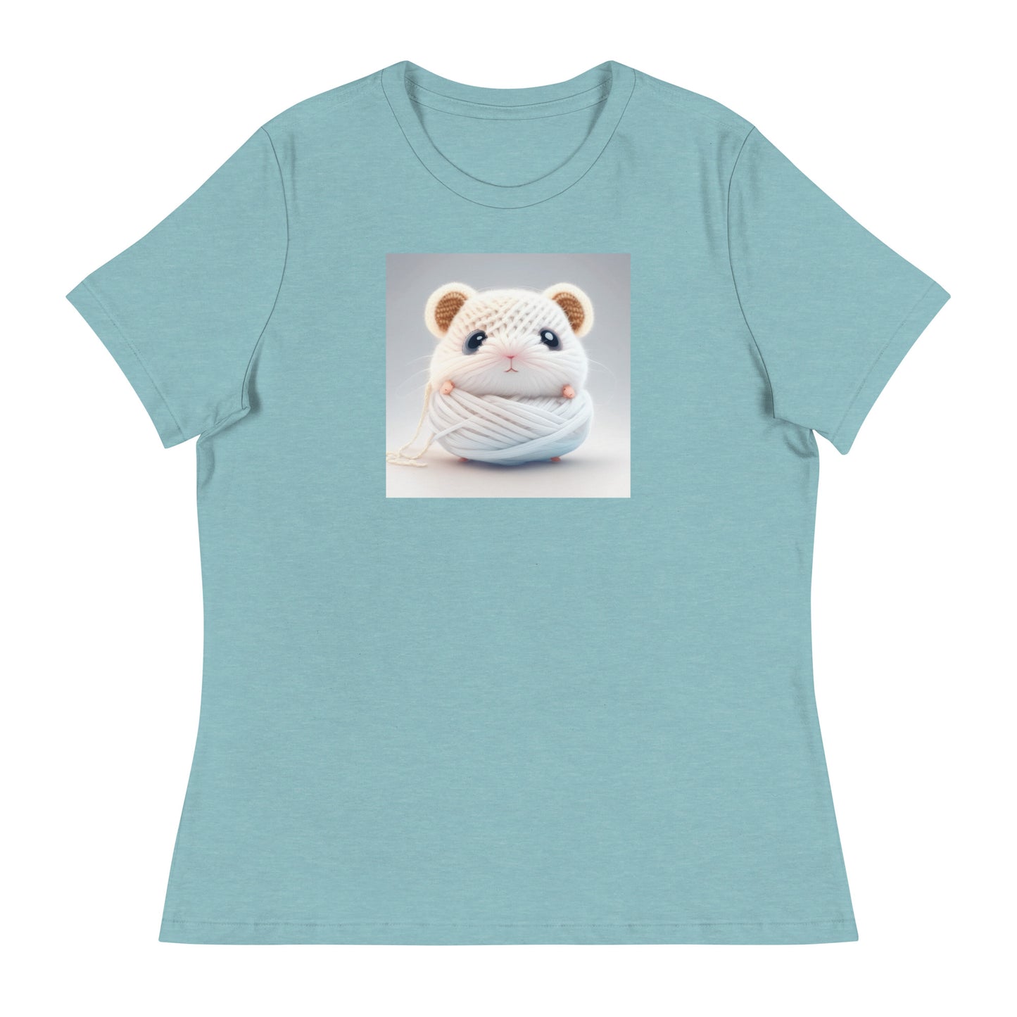 Women's Hamster Amigurumi Crochet Lover T-Shirt Heather Blue Lagoon