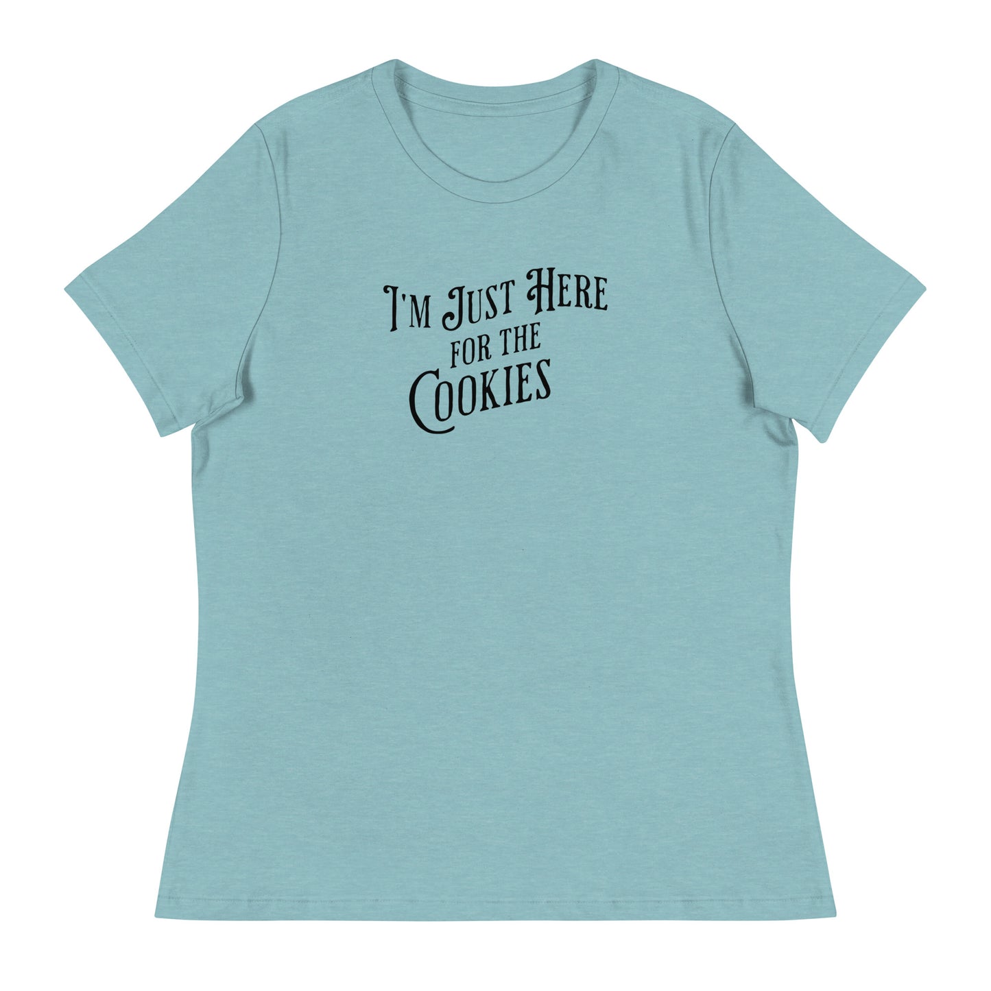 I'm Just Here for the Cookies Women's Christmas T-Shirt Heather Blue Lagoon