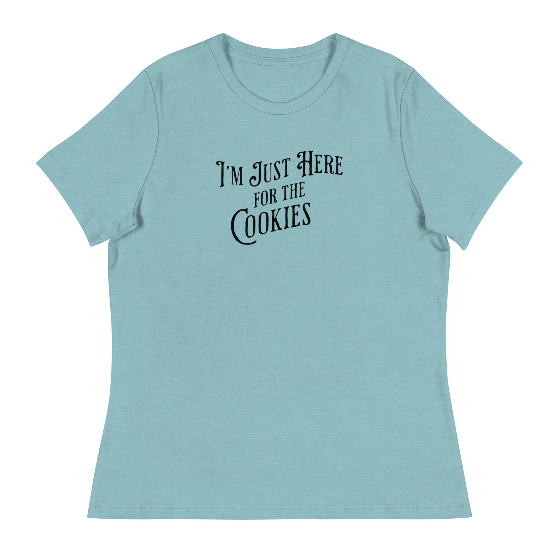 I'm Just Here for the Cookies Women's Christmas T-Shirt Heather Blue Lagoon