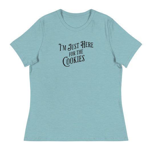 I'm Just Here for the Cookies Women's Christmas T-Shirt Heather Blue Lagoon