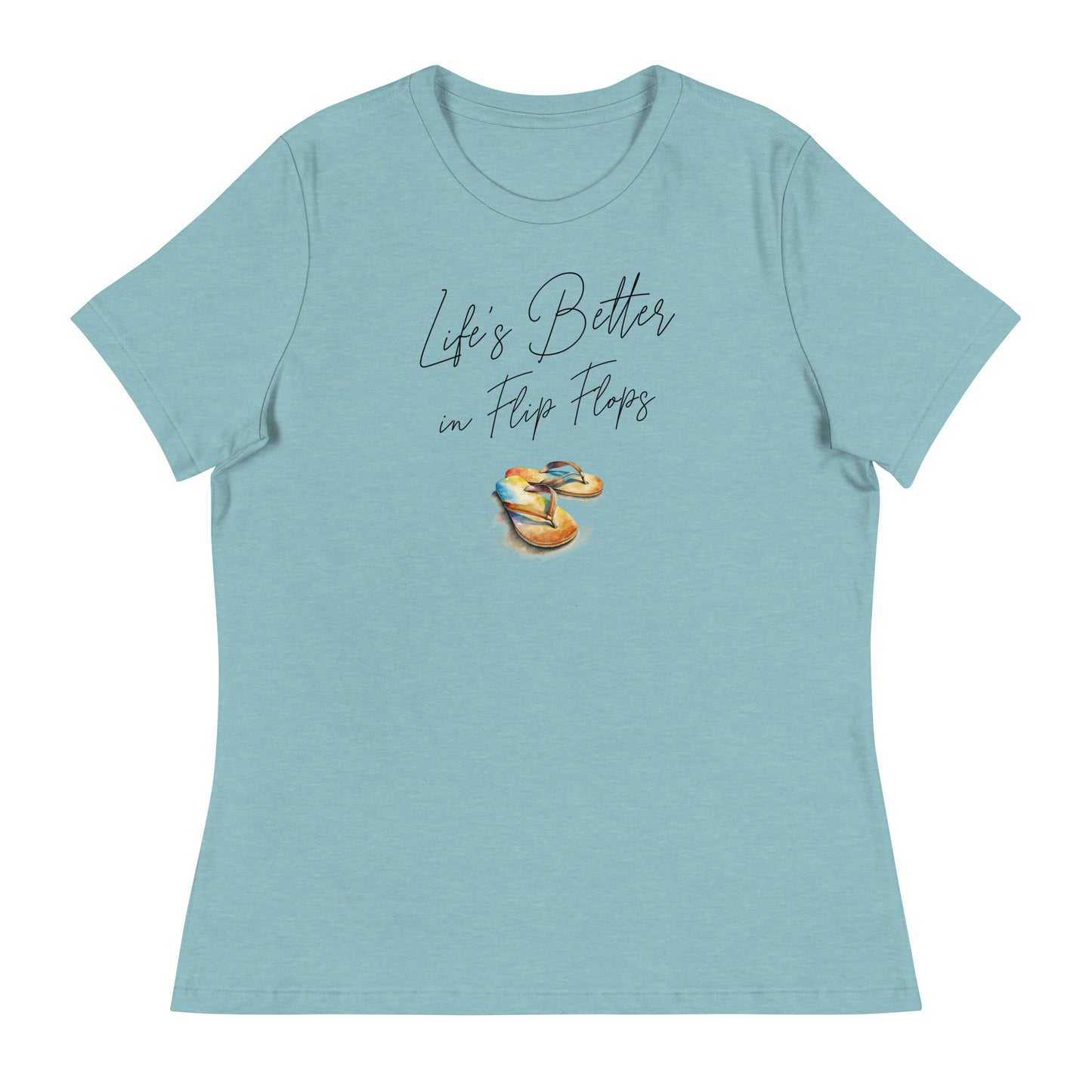 Life's Better in Flip Flops Women's Beach T-Shirt Heather Blue Lagoon