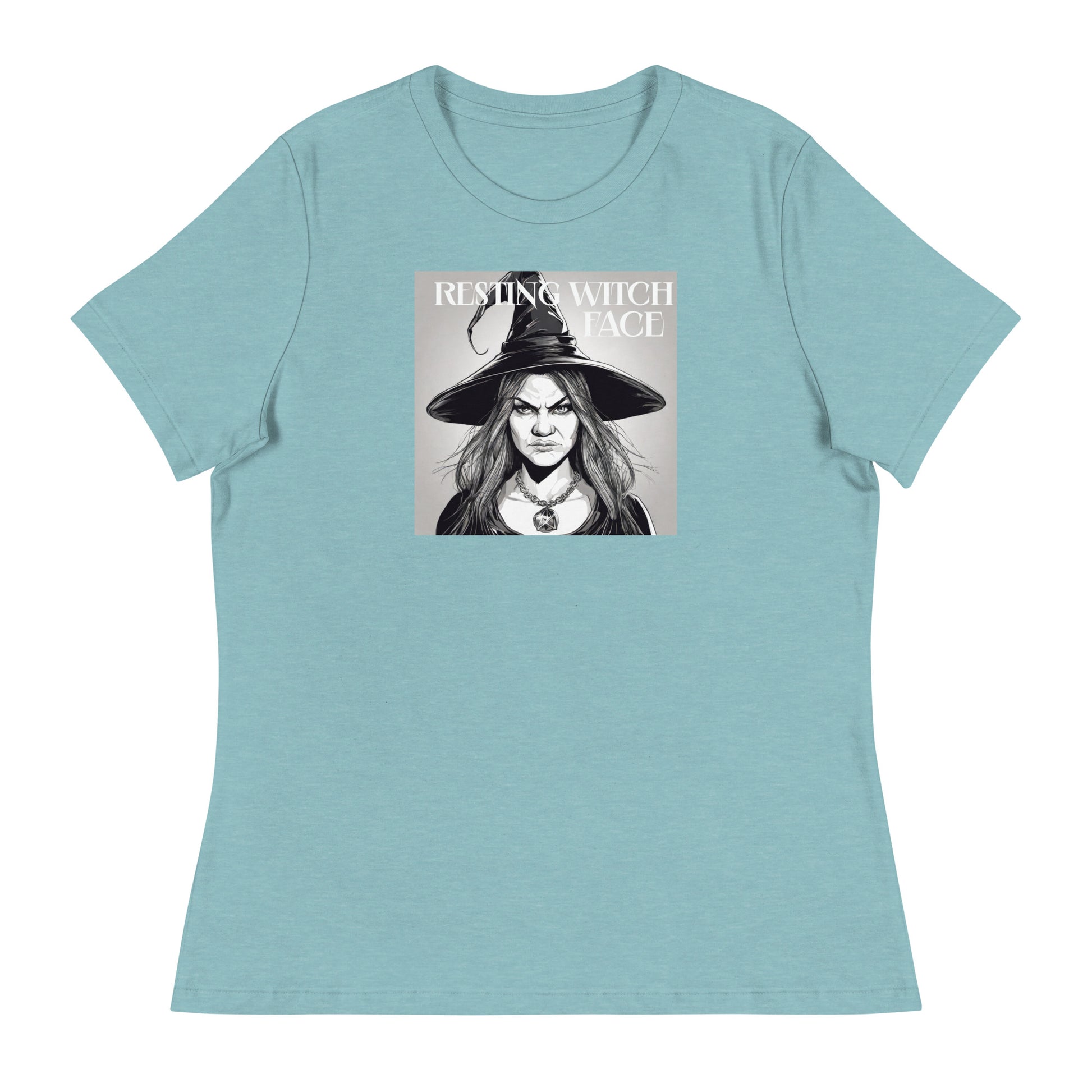 Resting Witch Face Women's Halloween T-Shirt Heather Blue Lagoon