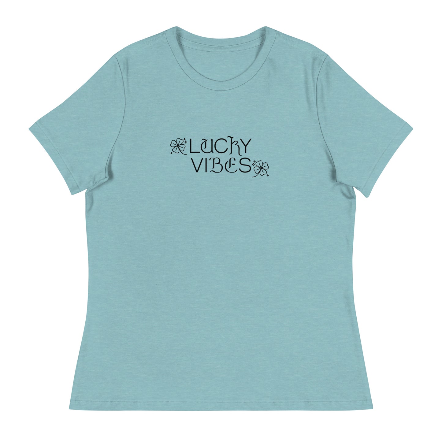 Lucky Vibes Women's St Patrick's Day T-Shirt Heather Blue Lagoon