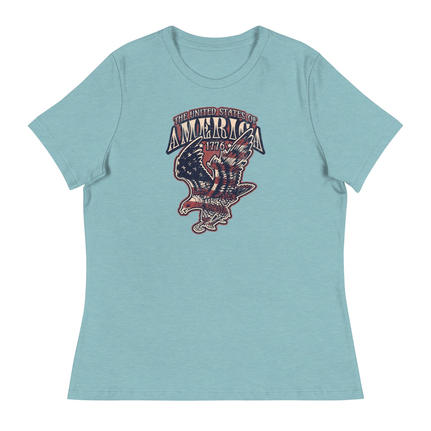 United States of America Independence Day Women's T-Shirt Heather Blue Lagoon