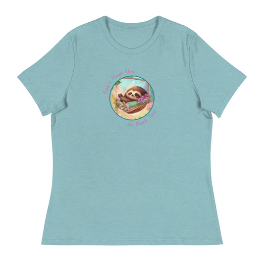 Can't Hear You... On Beach Time Sloth Women's Summer T-Shirt Heather Blue Lagoon