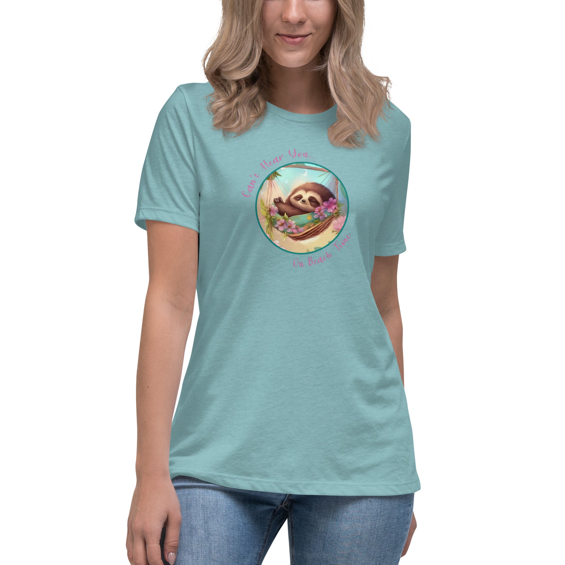 Can't Hear You... On Beach Time Sloth Women's Summer T-Shirt