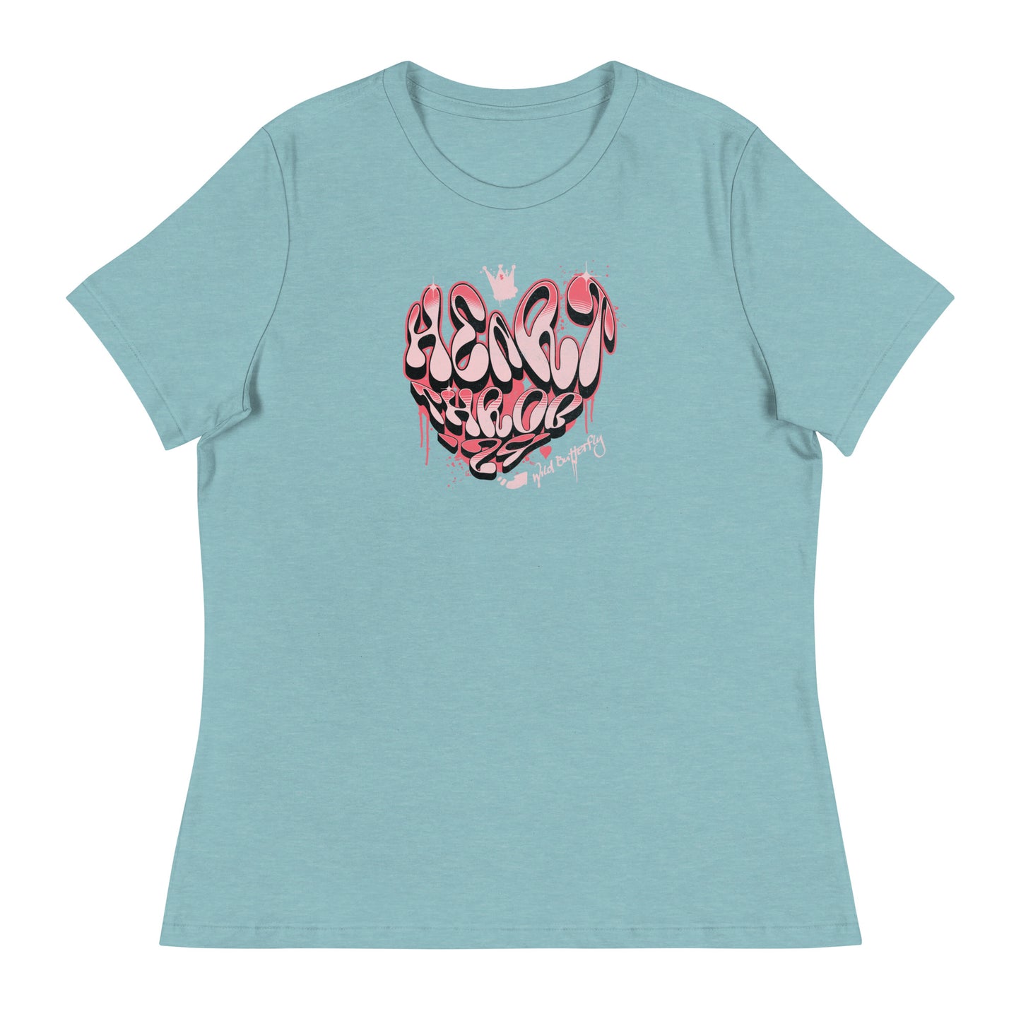 Heart Throb '24 Women's Valentine's Day T-Shirt Heather Blue Lagoon