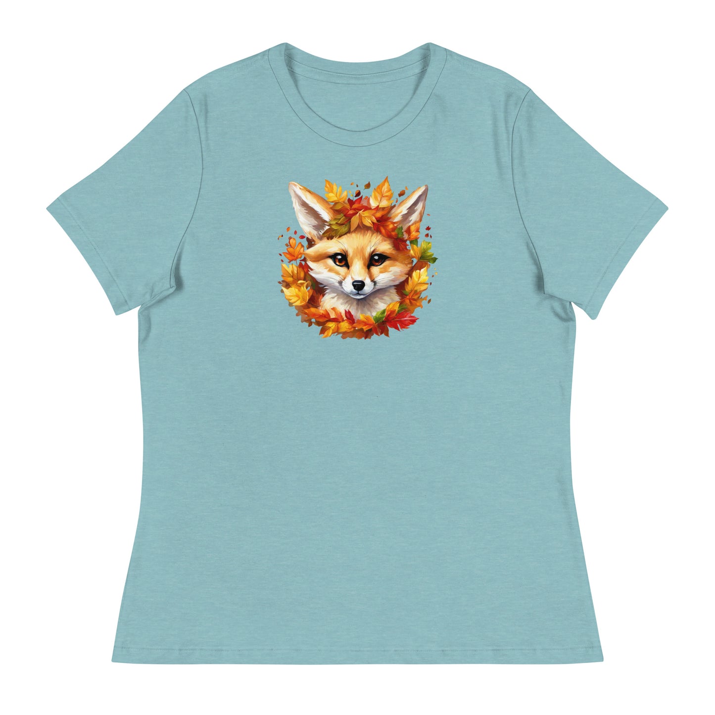 Autumn Fennec Fox Women's Fall T-Shirt Heather Blue Lagoon