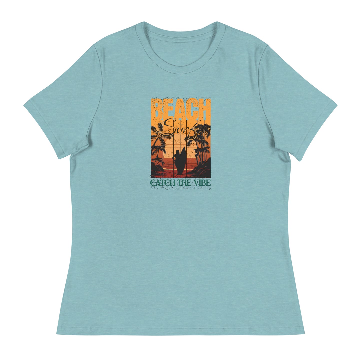 Catch the Vibe Surfing Women's T-Shirt Heather Blue Lagoon