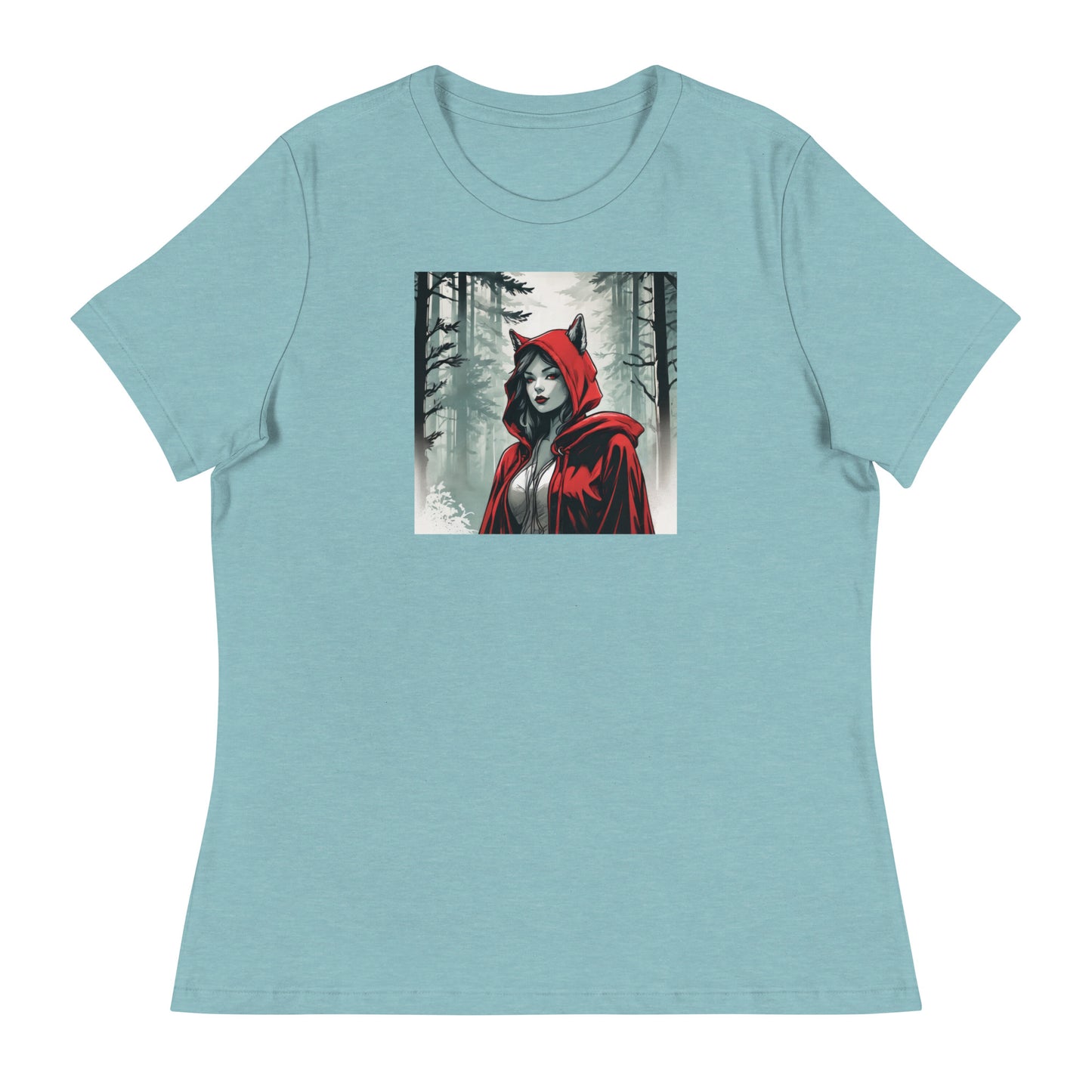 Modern Red Riding Hood Women's Fairy Tale T-Shirt Heather Blue Lagoon