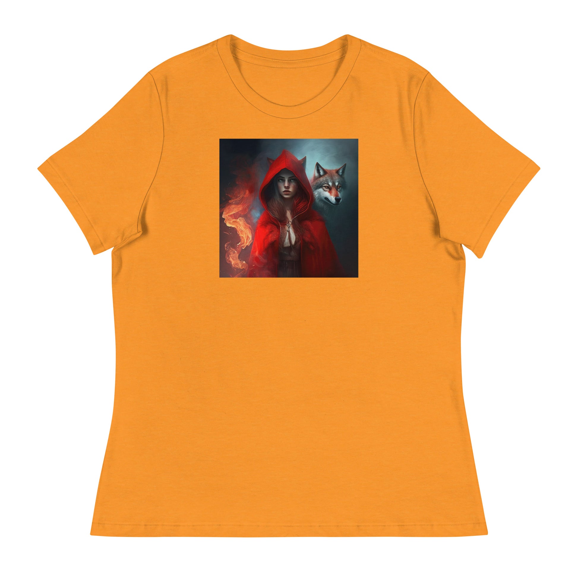 Fiery Red Riding Hood & Wolf Women's T-Shirt Heather Marmalade