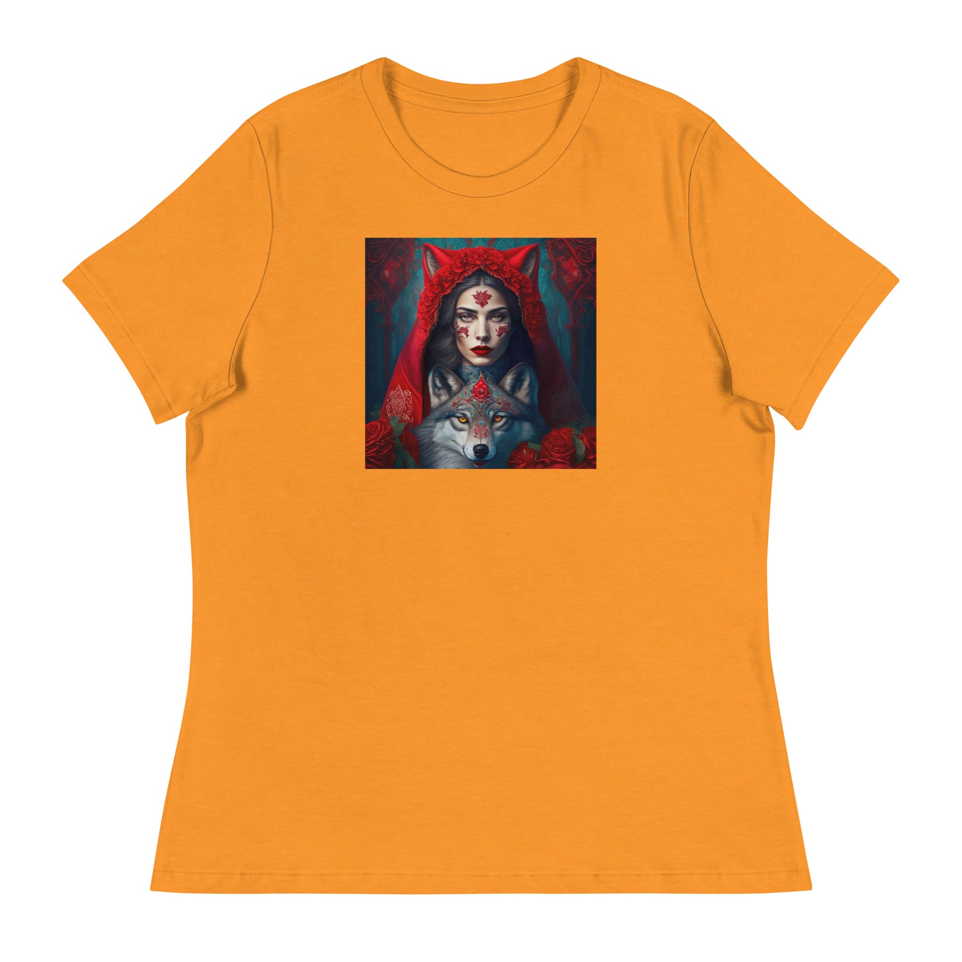 Red Riding Hood Unites with the Wolf Women's T-Shirt Heather Marmalade