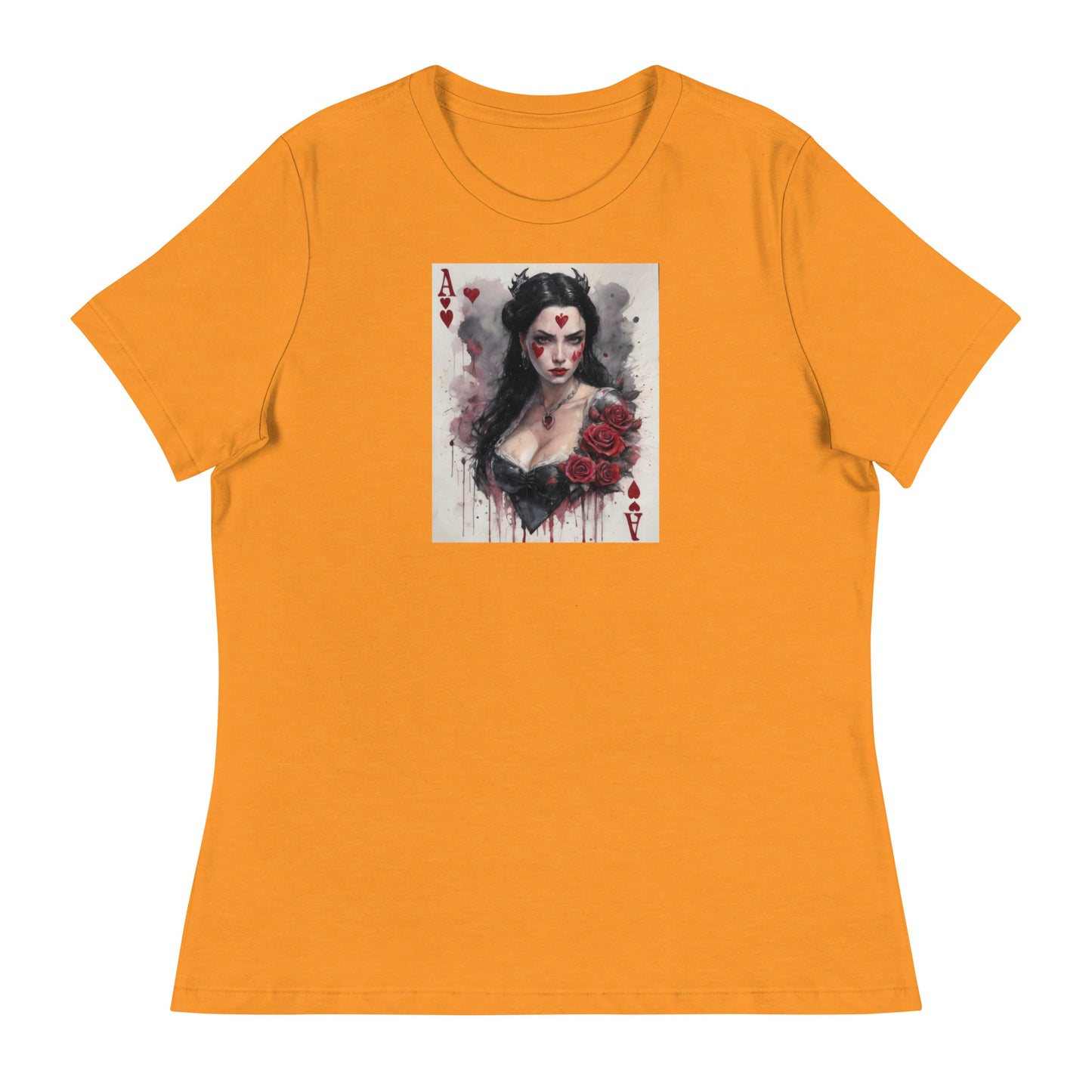 Queen of Hearts Playing Card Women's T-Shirt Heather Marmalade