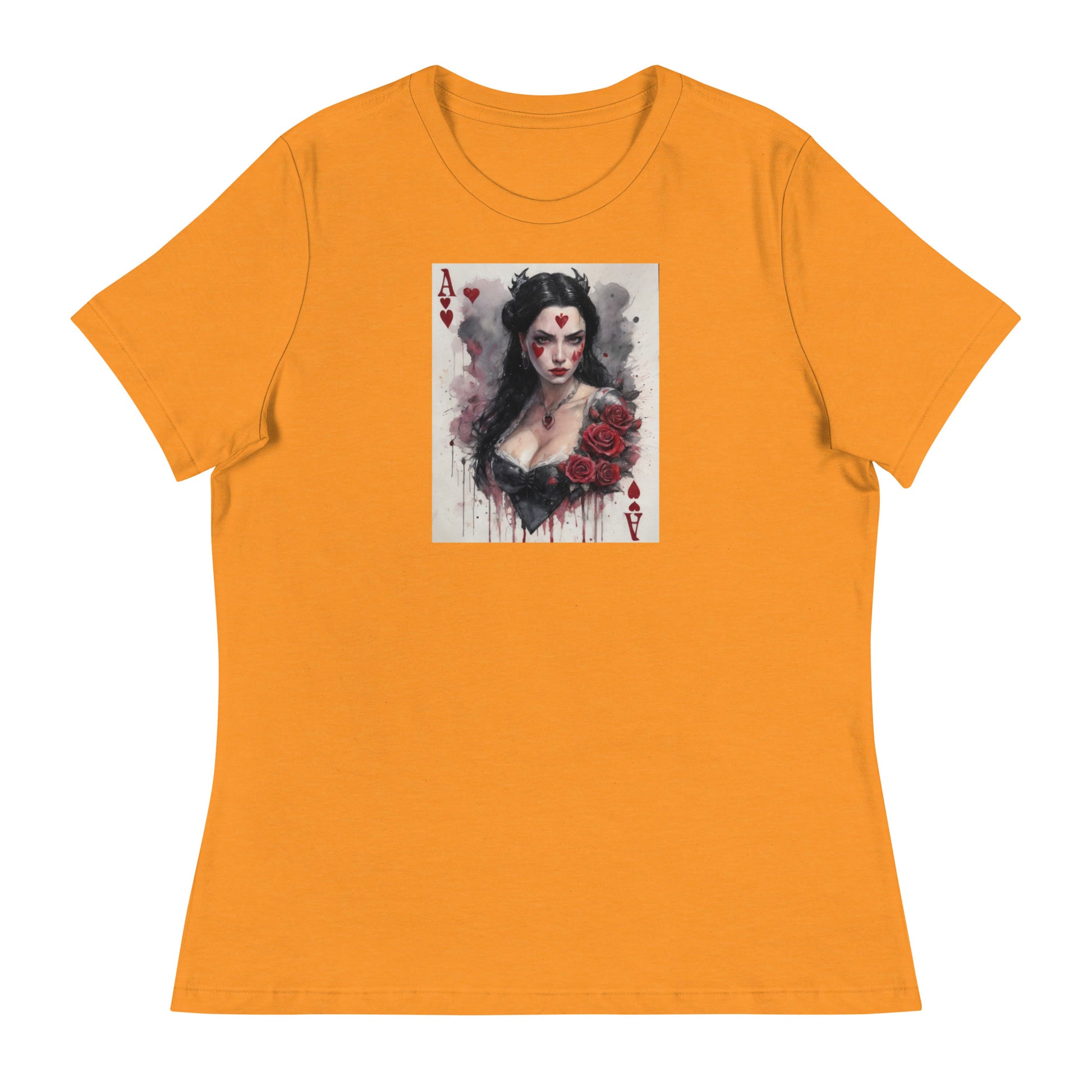 Queen of Hearts Playing Card Women's T-Shirt Heather Marmalade