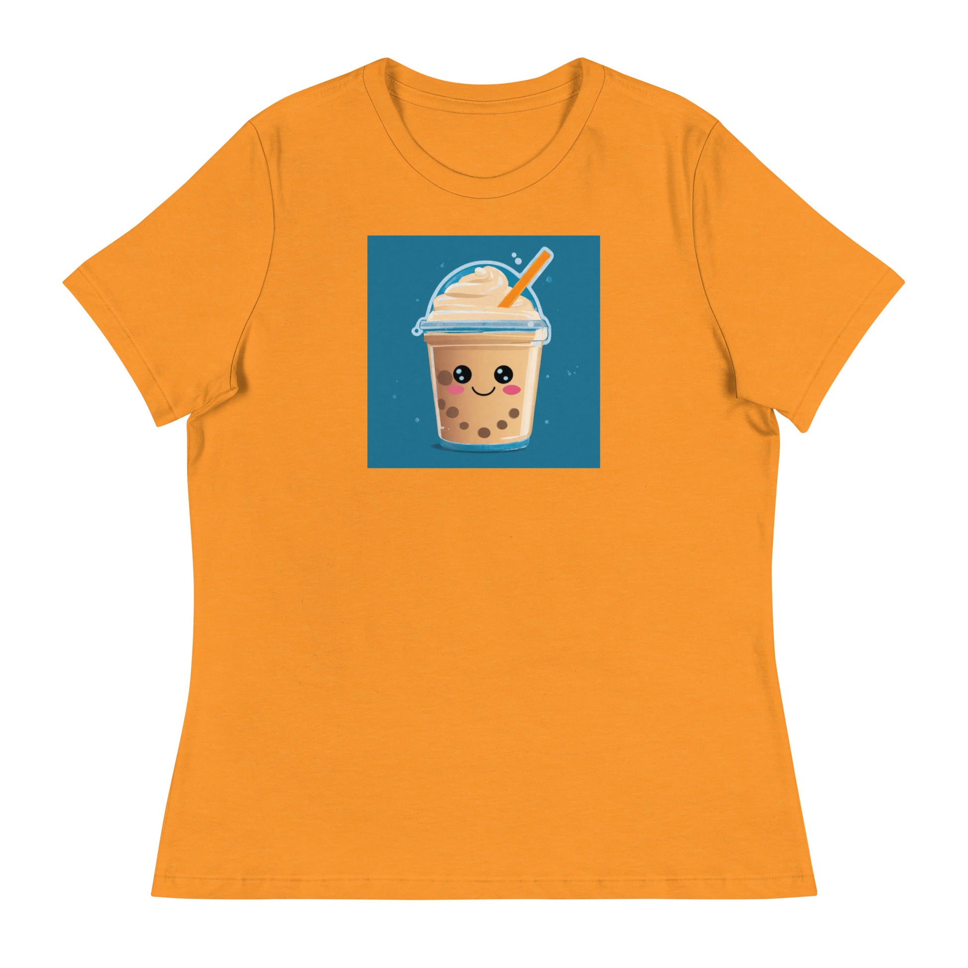 Boba Bubble Milk Tea Women's Funny Graphic Tee Heather Marmalade