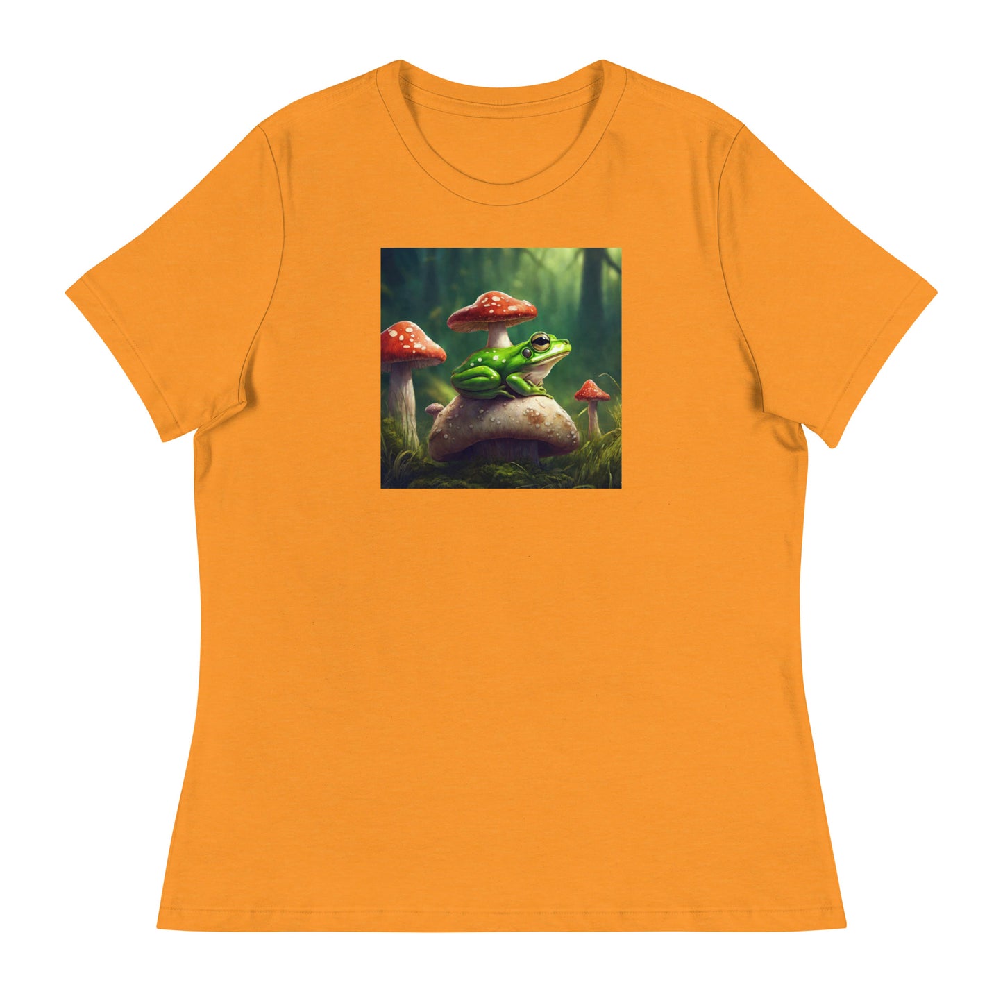 Frog & Mushrooms Women's Animal T-Shirt Heather Marmalade