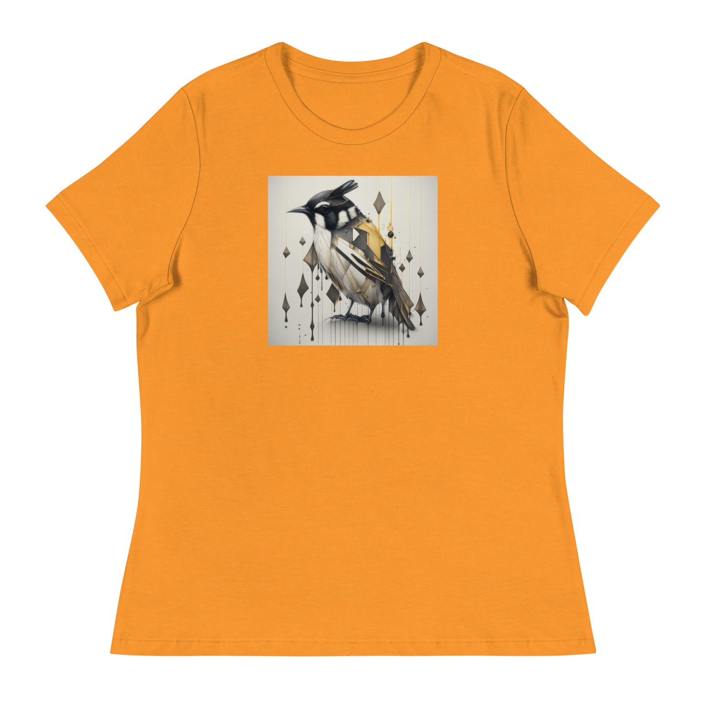 Geometric Chickadee Bird Women's Graphic Tee Heather Marmalade