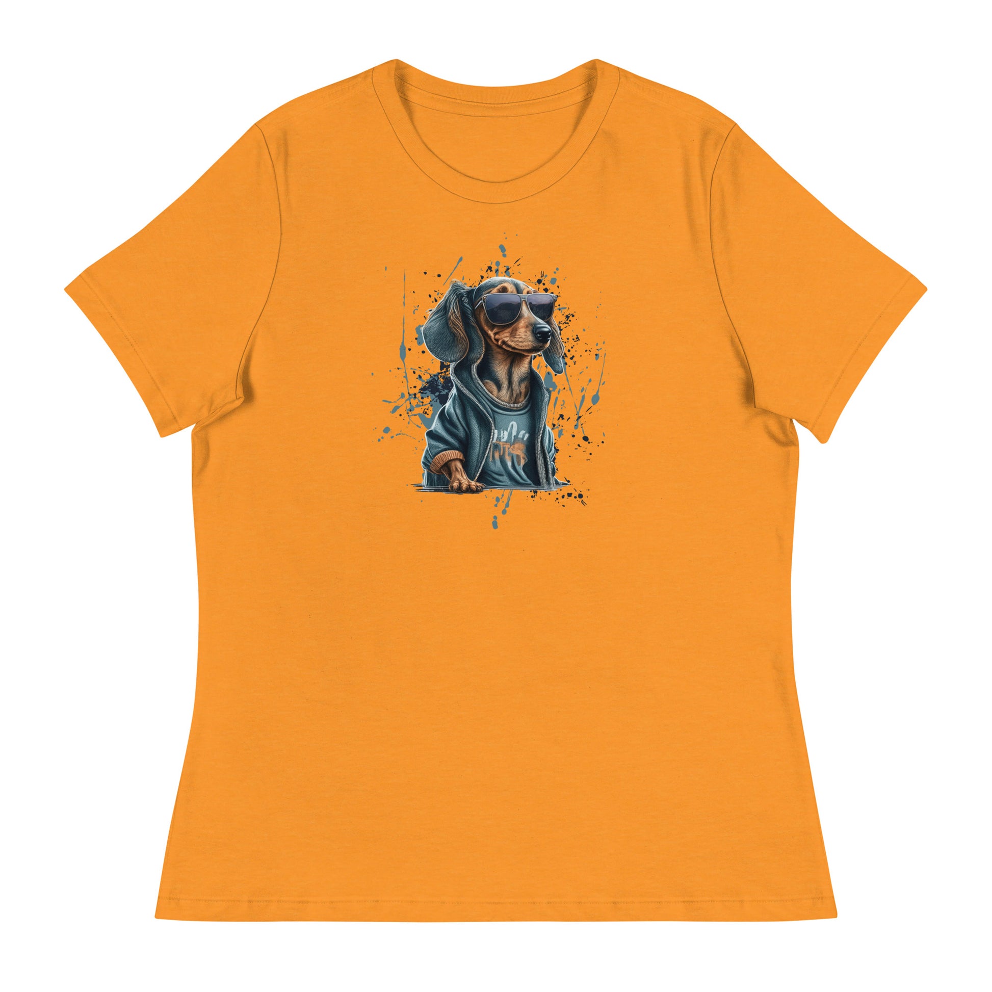 Cool Dachshund in Sunglasses Women's Dog T-Shirt Heather Marmalade