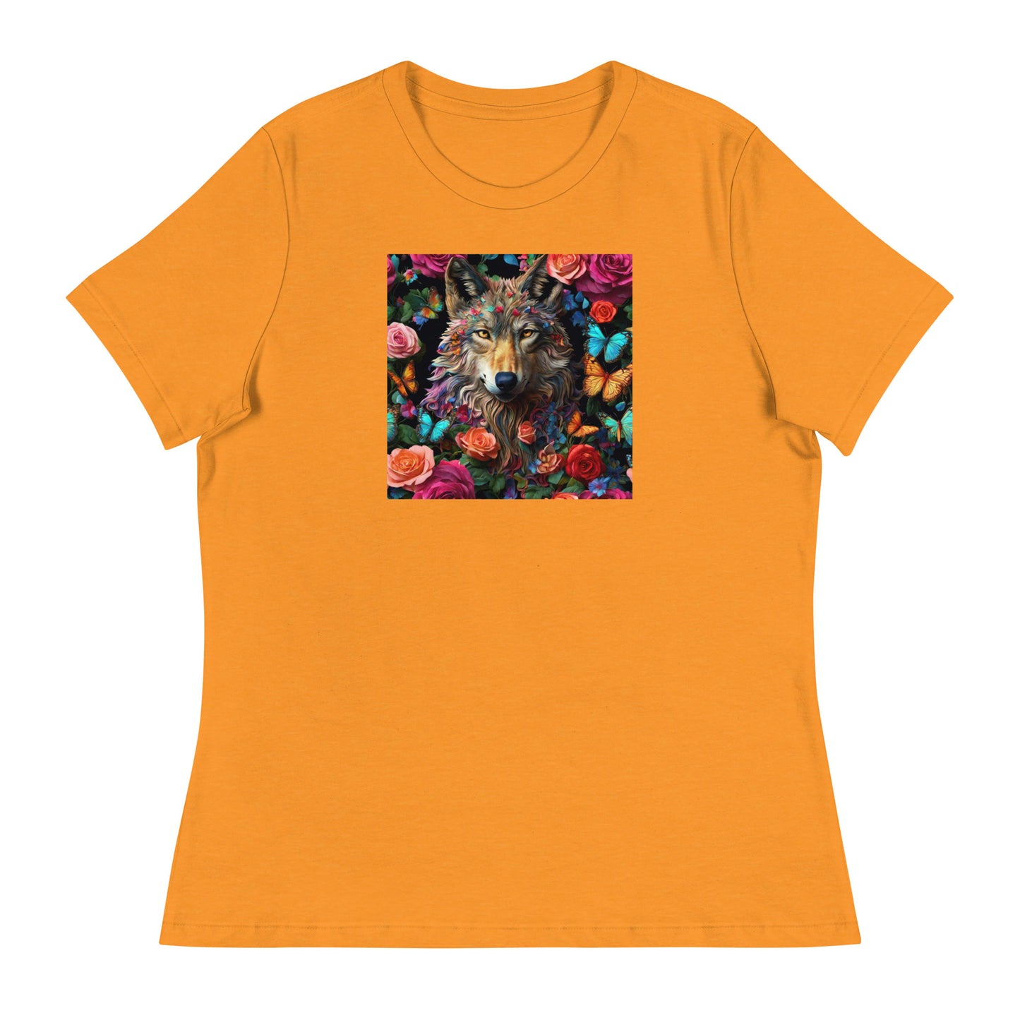 Wolf and Roses Women's Animal Lover T-Shirt Heather Marmalade