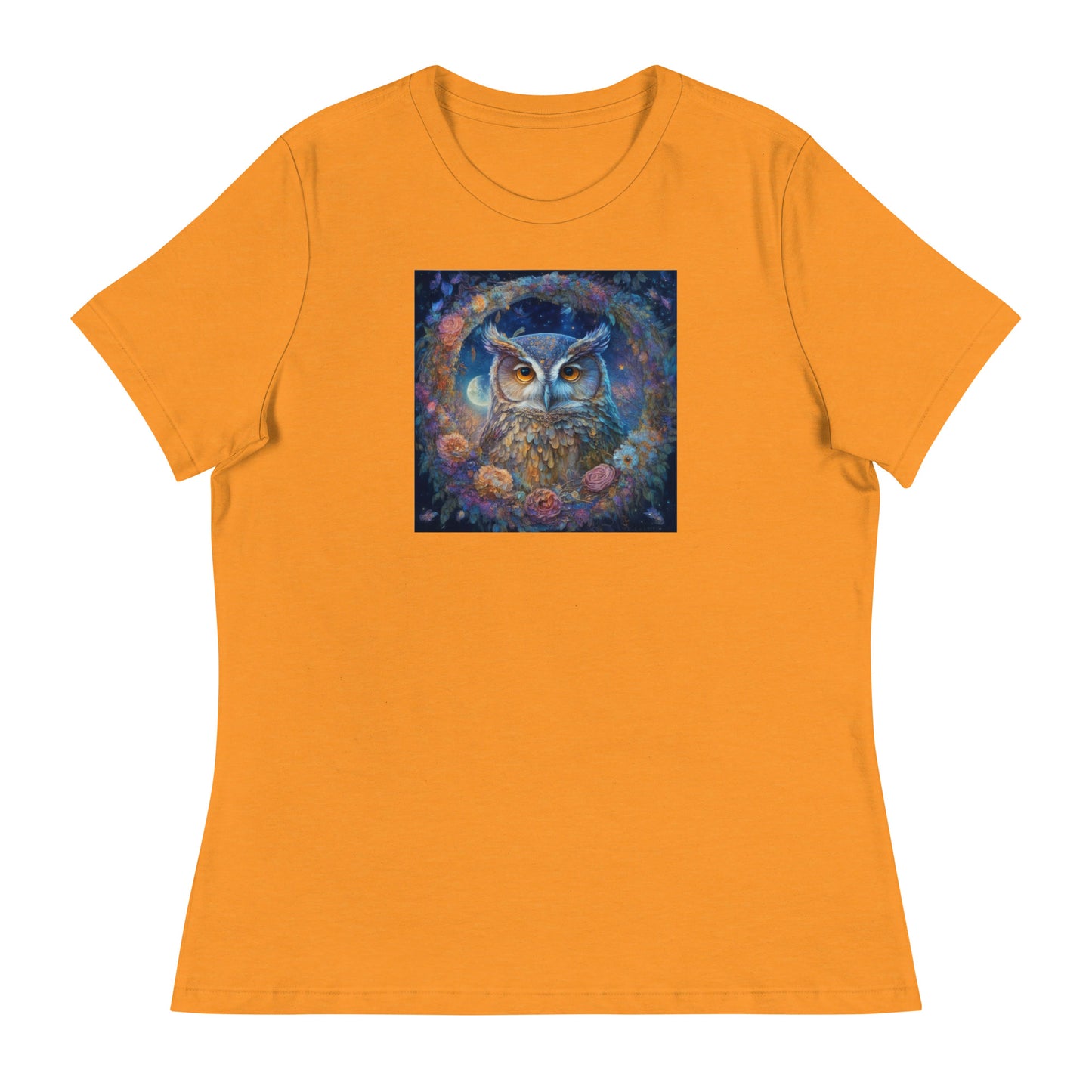 Owl Wreath Women's Animal Lover T-Shirt Heather Marmalade