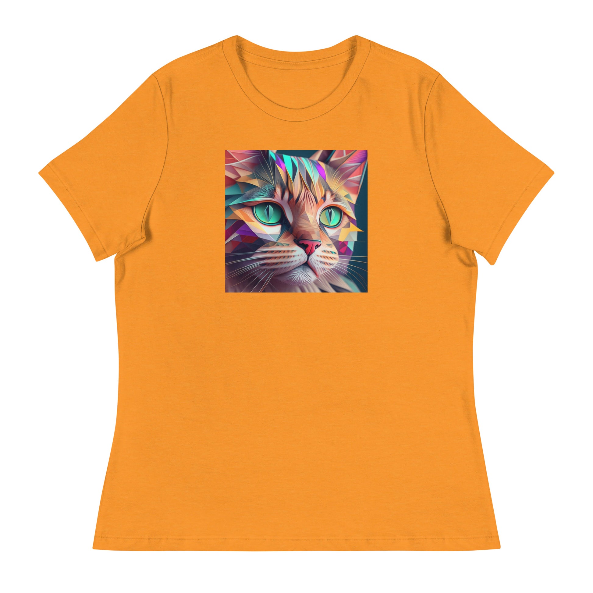 Geometric Cat Women's Cat Lover T-Shirt Heather Marmalade