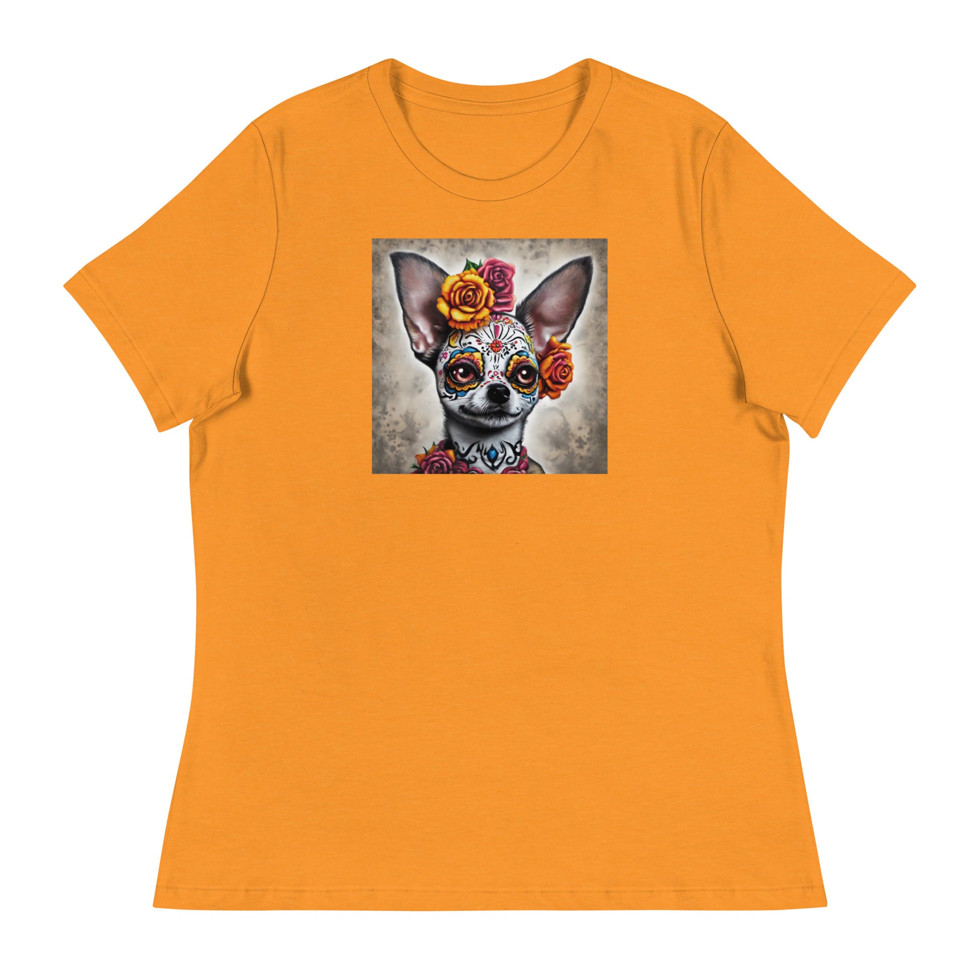 Day of the Dead Chihuahua Women's Dog Lover T-Shirt Heather Marmalade