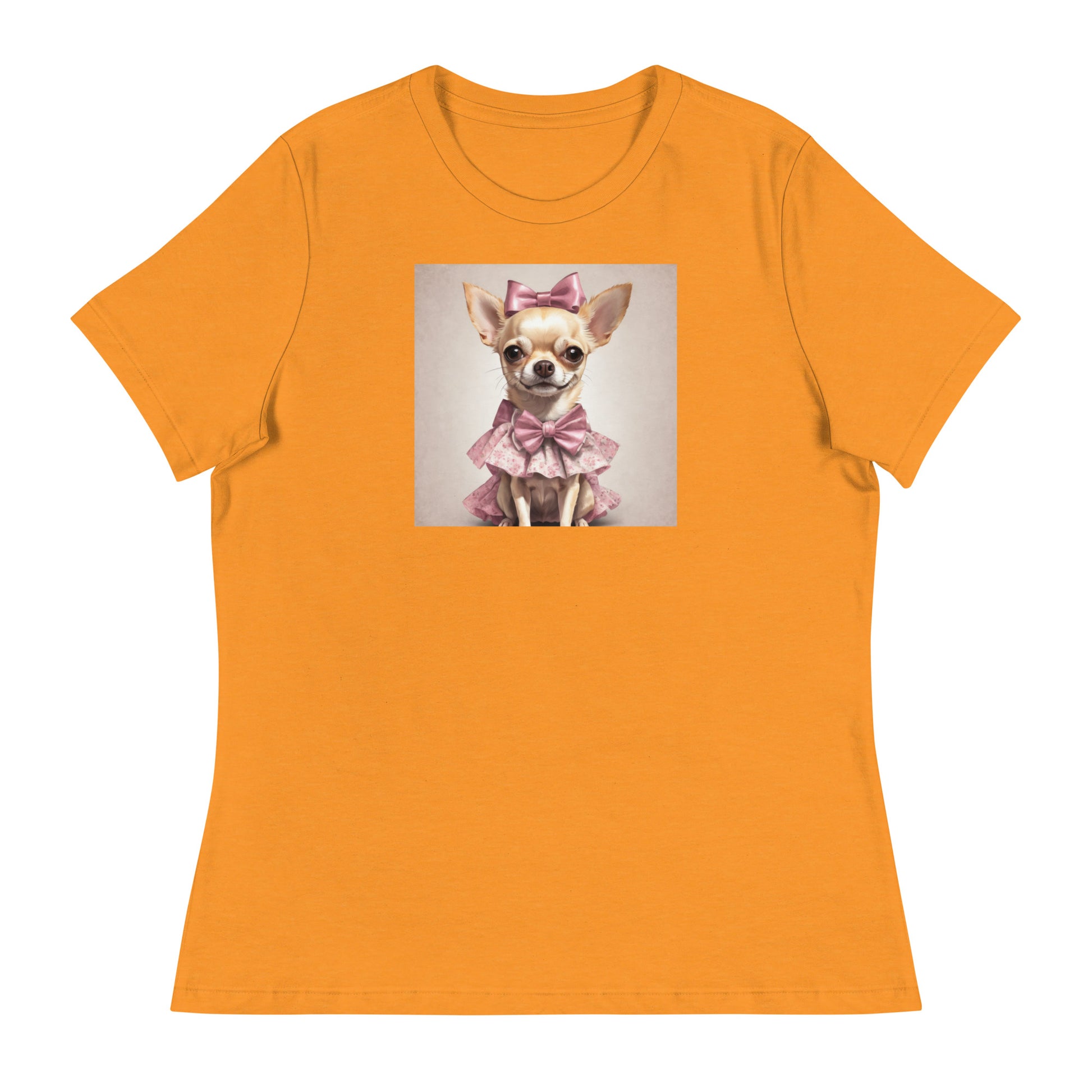 Chihuahua in Pink Dress Women's Dog Lover T-Shirt Heather Marmalade