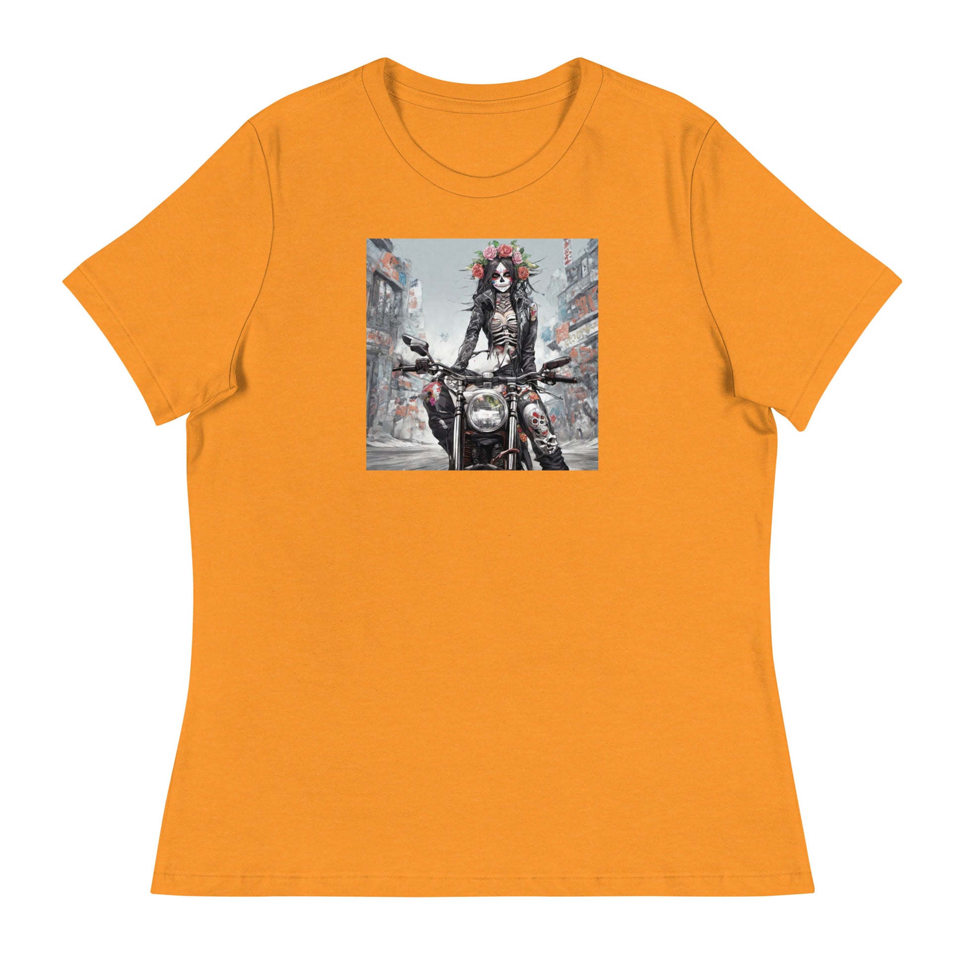 Day of the Dead Biker Women's Anime T-Shirt Heather Marmalade