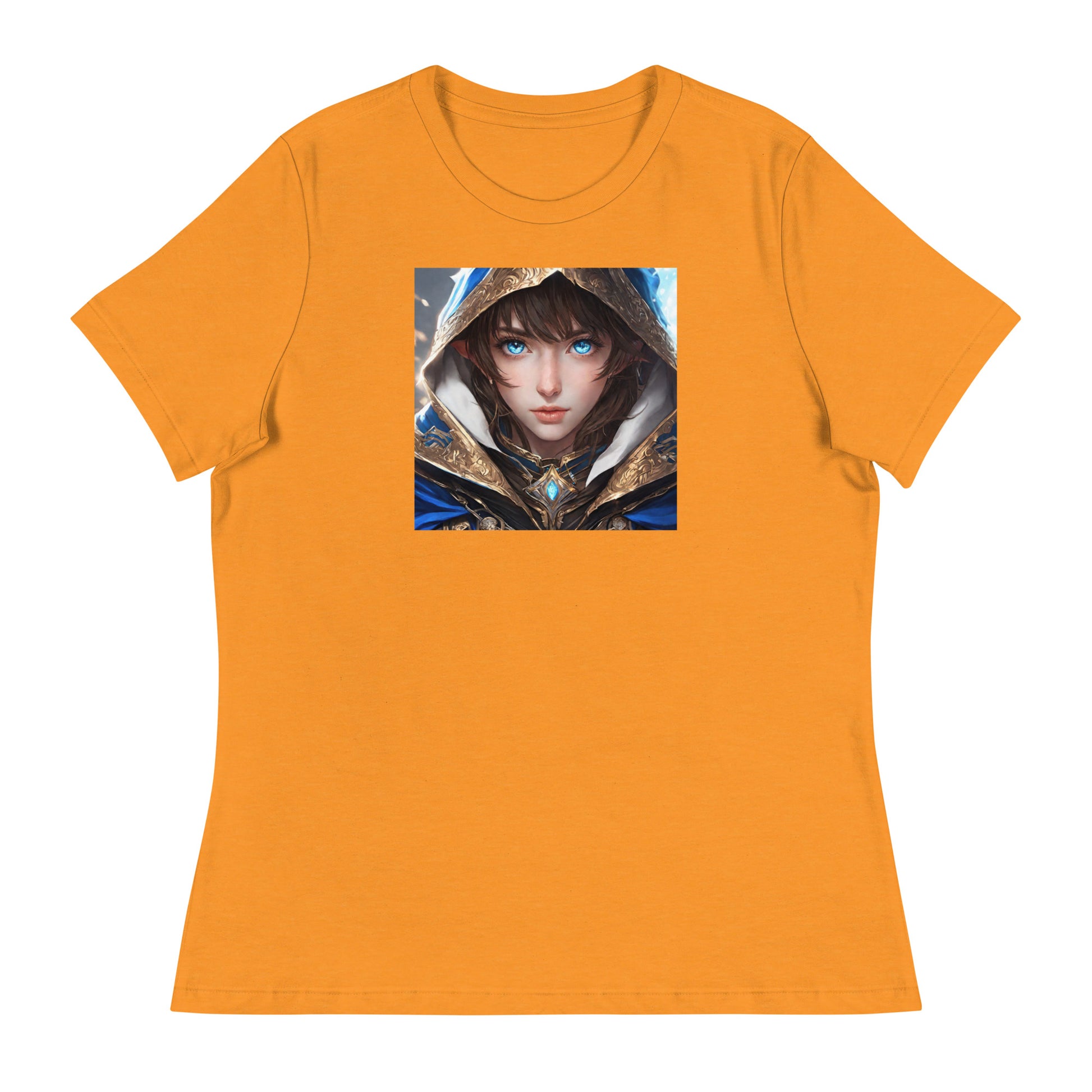 Blue-Eyed Elven Warrior Women's Anime T-Shirt Heather Marmalade