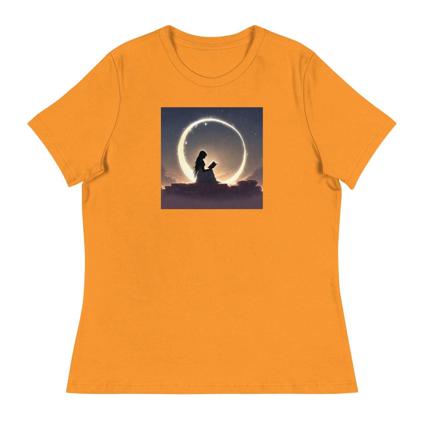 Reading at Twilight Women's Book Lover T-Shirt Heather Marmalade