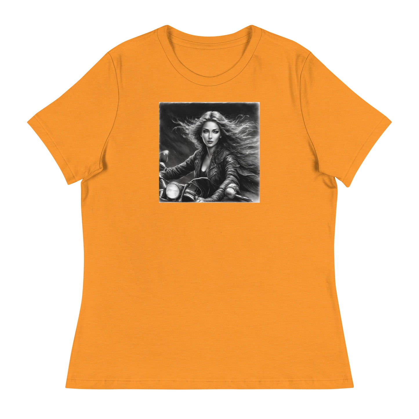 Woman Riding Motorcycle T-Shirt Heather Marmalade