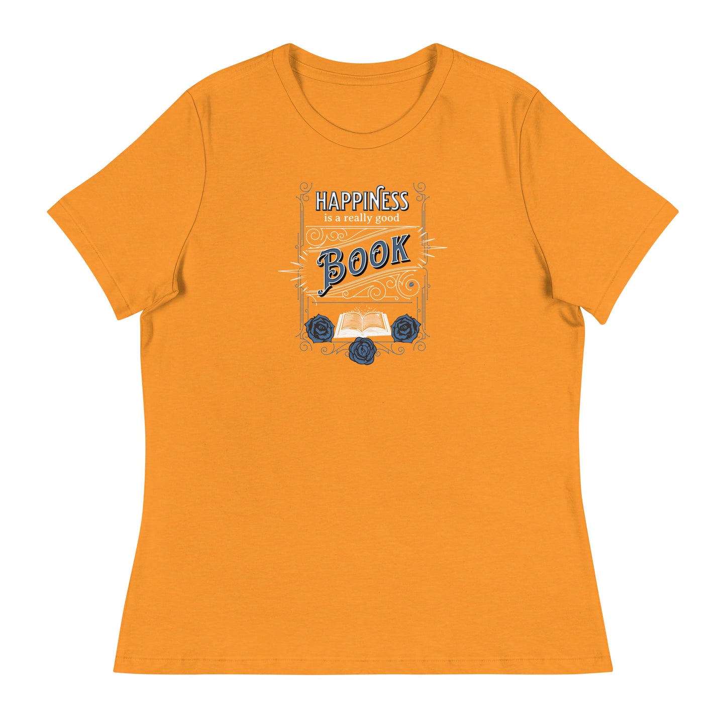 Happiness is a Really Good Book Women's Reader T-Shirt Heather Marmalade