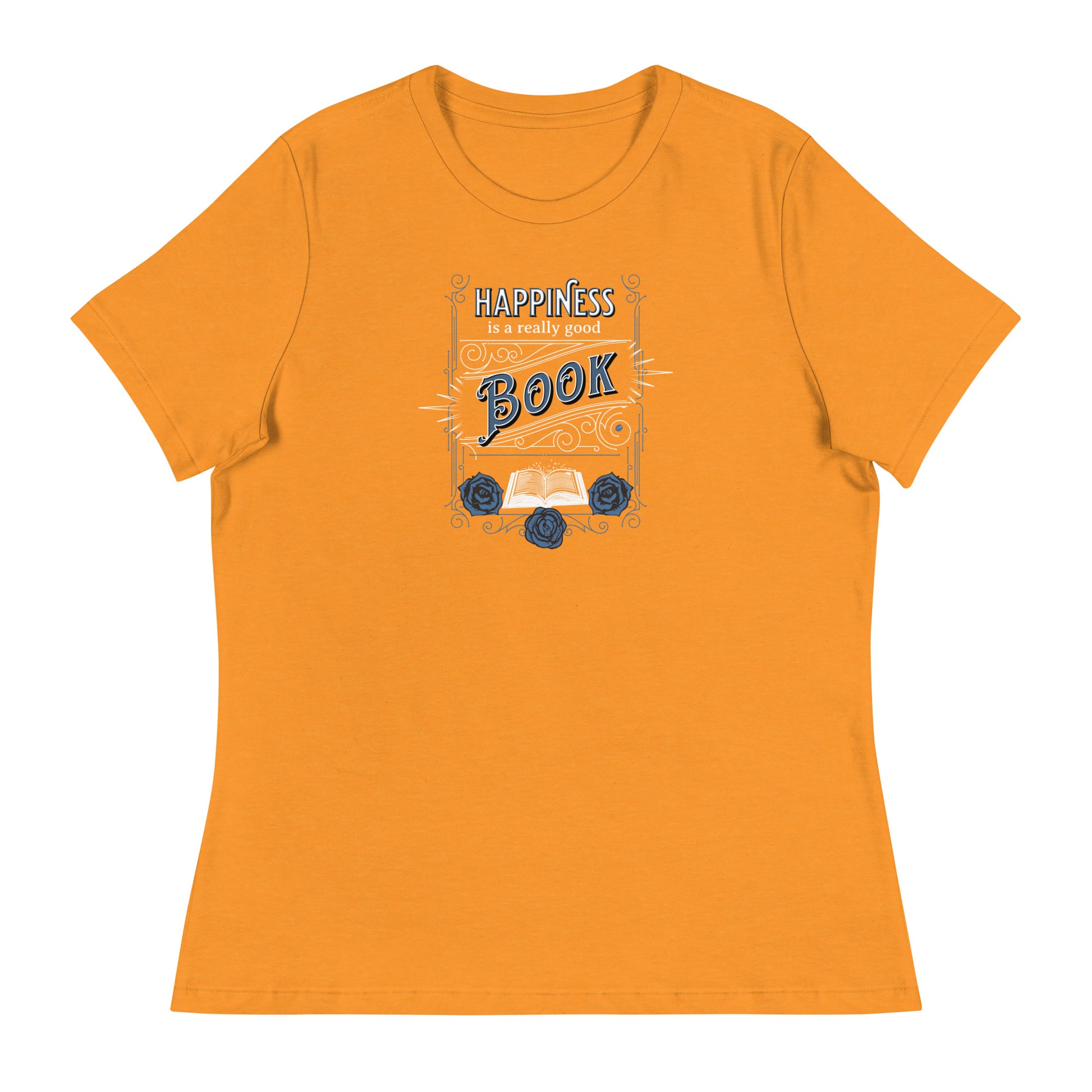 Happiness is a Really Good Book Women's Reader T-Shirt Heather Marmalade