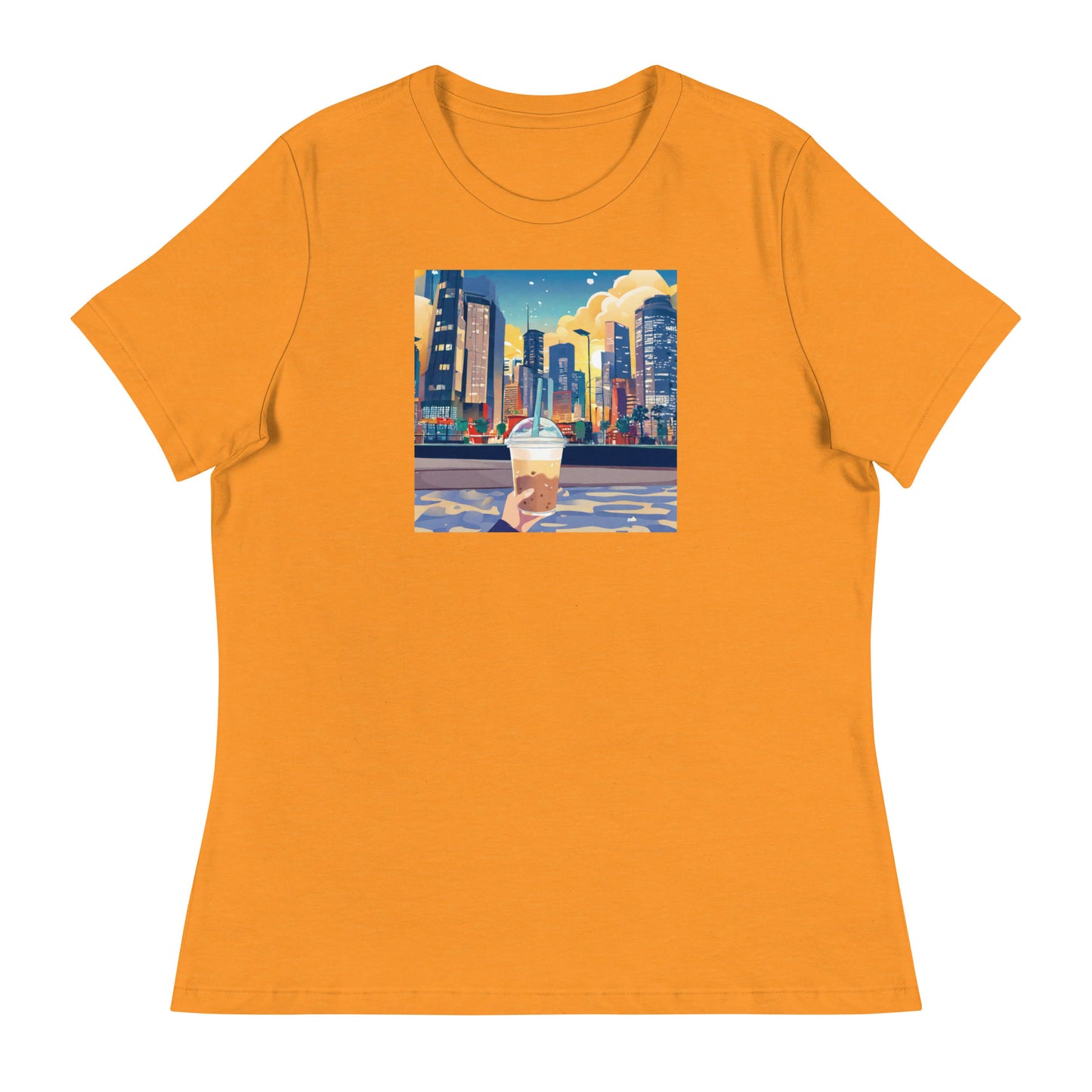 Women's Hand Holding Up Bubble Milk Tea Boba T-Shirt Heather Marmalade