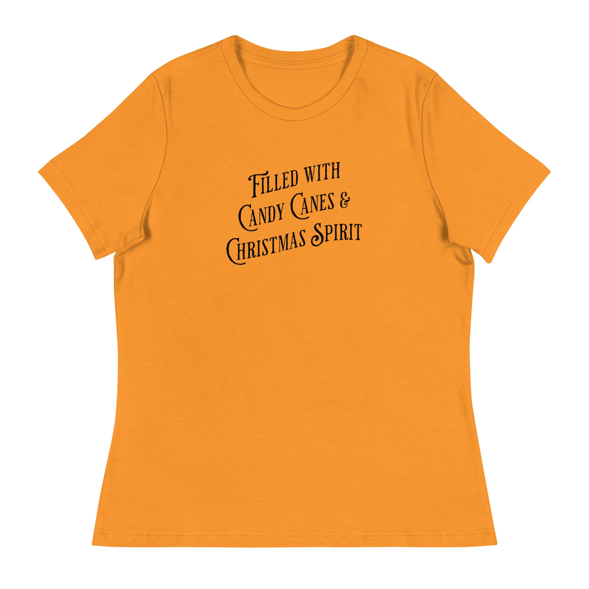 Filled with Candy Canes and Christmas Spirit Women's Holiday T-Shirt Heather Marmalade